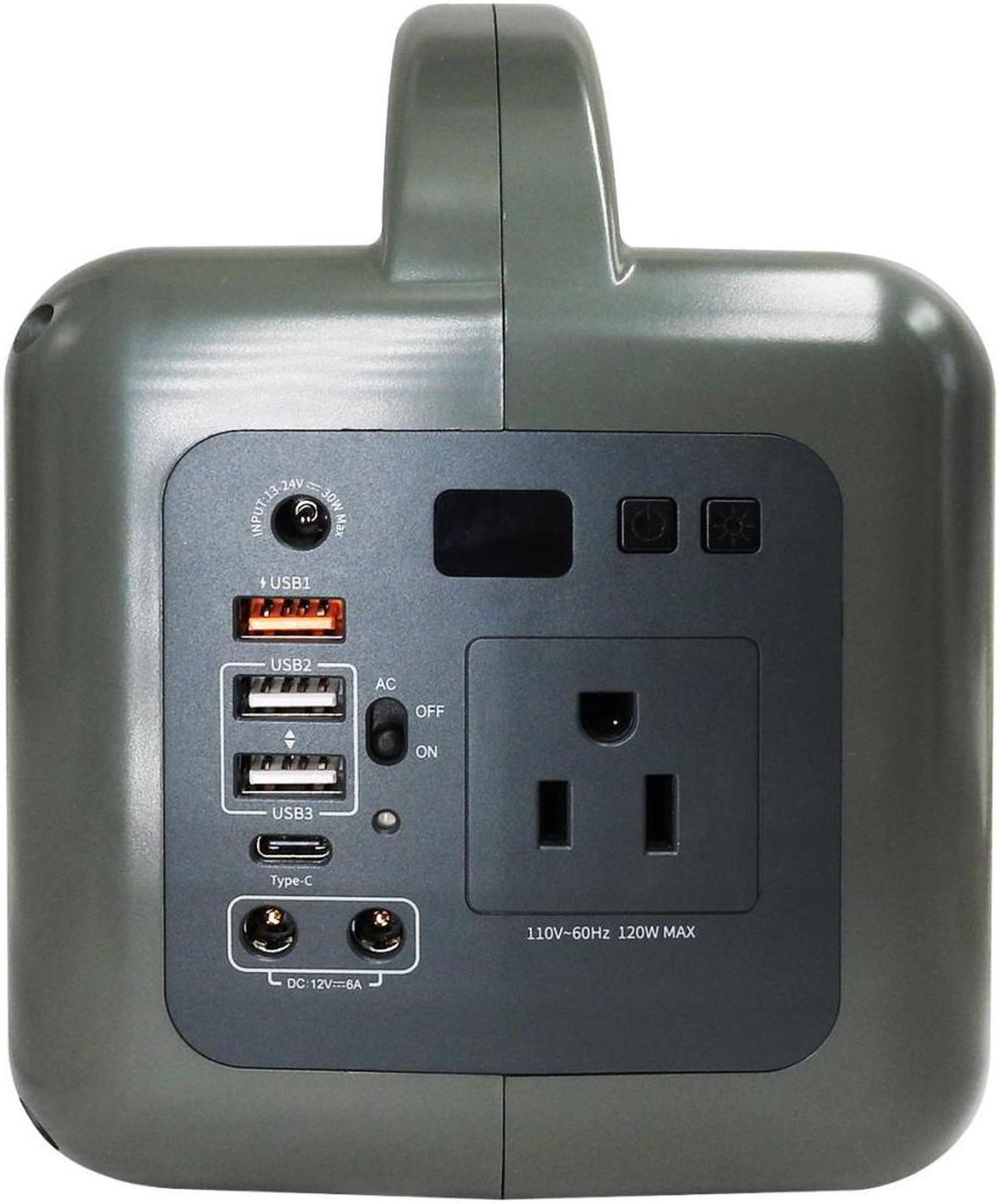 Alt view image 7 of 6 - Portable Power Station PB120-1A4U 150W 39000mAh, AC Inverter Output 220V/120W 110V/120W 230V/120W  DC 13-24V/30W Camping and Emergency Flashlight