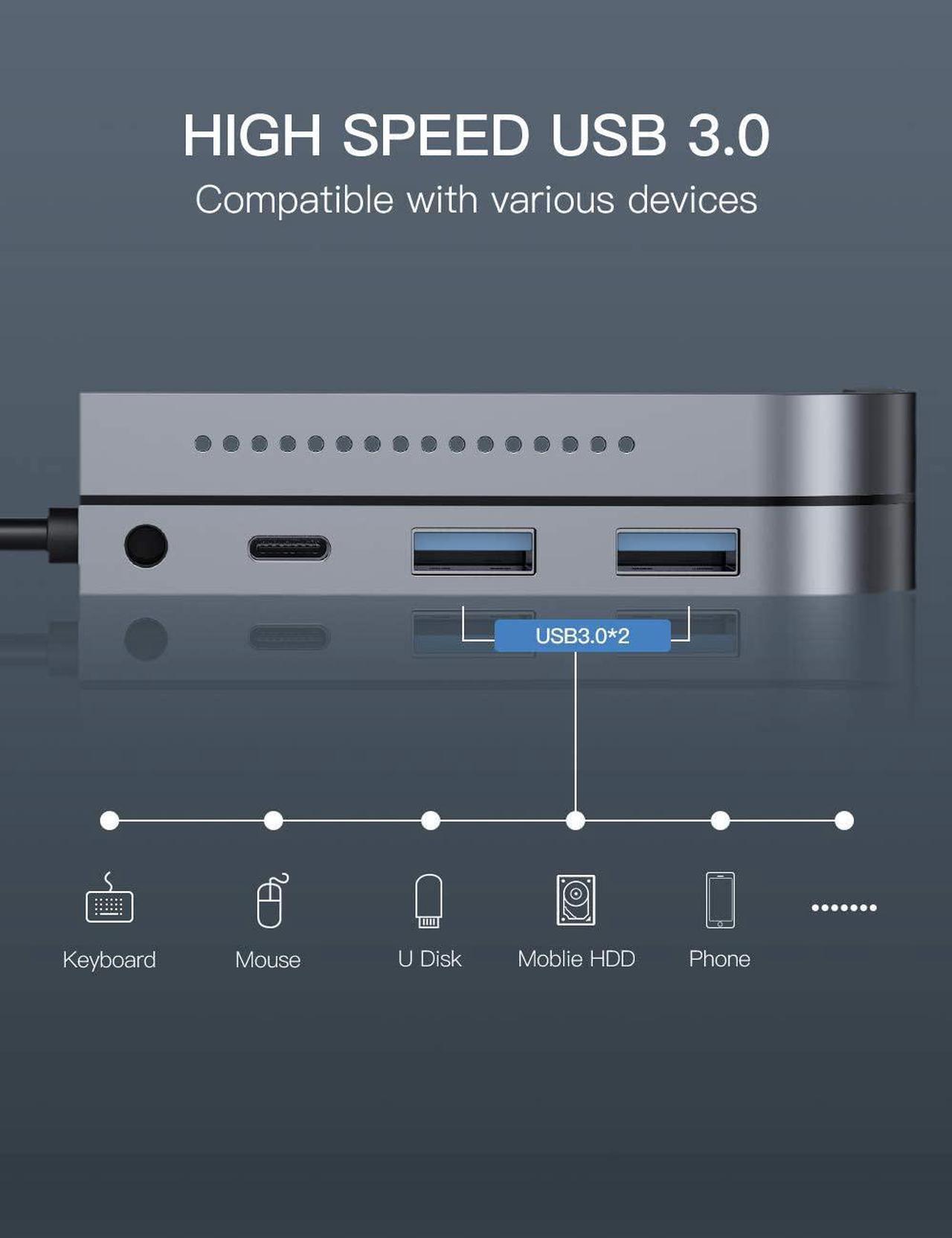 Alt view image 4 of 7 - iPad Pro USB C Hub,Baseus 6-in-1 Adapter for iPad Pro 2020 2019 2018, Upgrade Type C Dongle to 4K HDMI 2.0,USB 3.0,SD/Micro SD Card Reader,3.5mm Earphone Jack,Type C PD Charger&Independent Switch