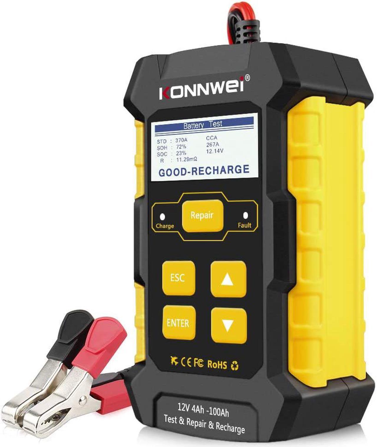 Main image of KONNWEI 3 in 1 KW510 5-Amp Fully Automatic Battery Charger, 12V Car Battery Tester Smart Charger Automotive Pulse Repair Maintainer, Trickle Charger Battery Desulfator w/Temp Compensation