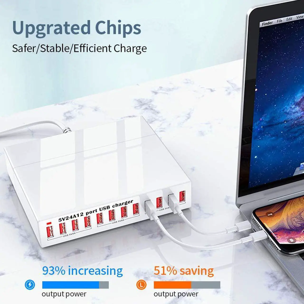 Alt view image 6 of 7 - 5V24A, X6 12 Port USB Charger 5V24A High-Power Quick Charging Intelligent Charger for Mobile Phone/Tablet Us Plug