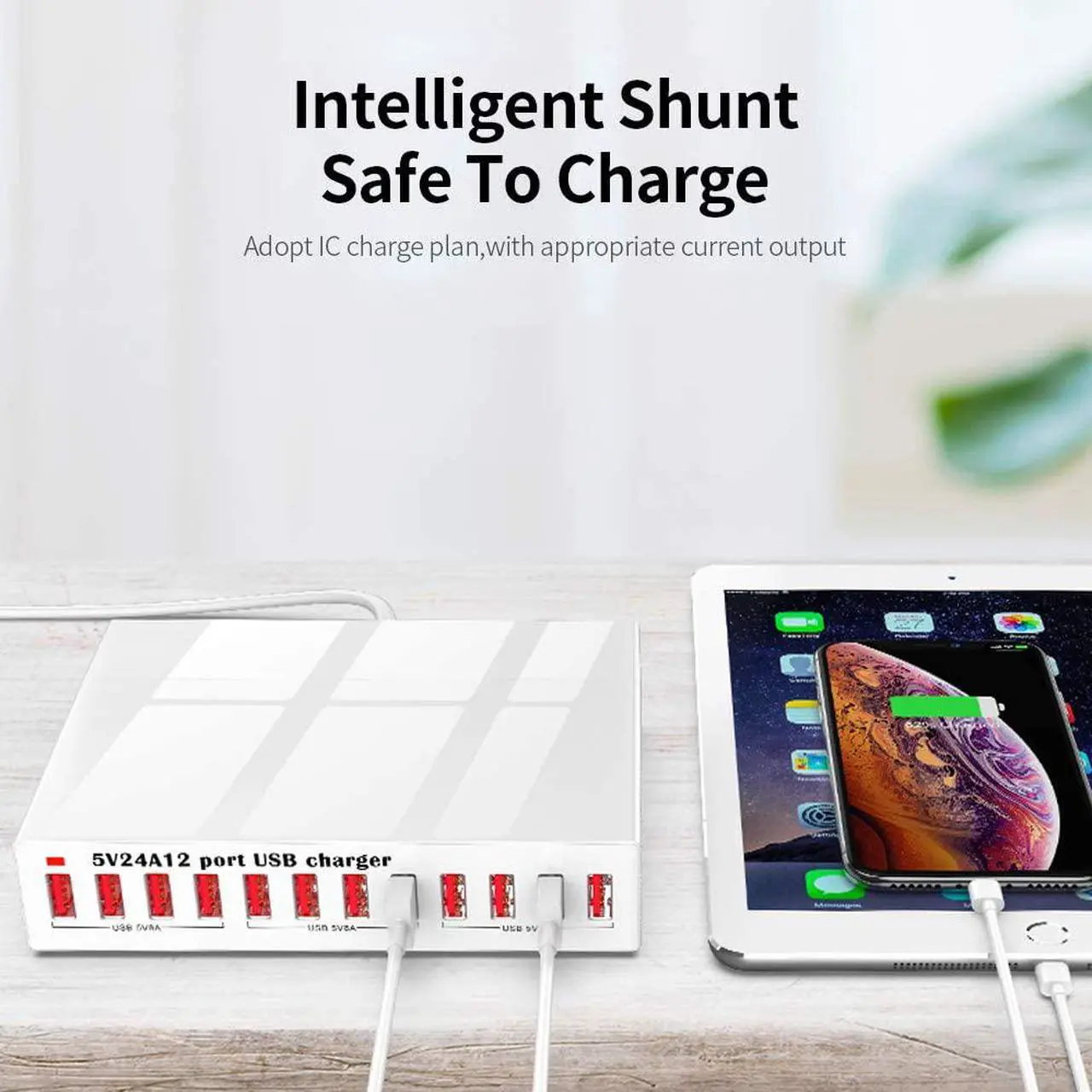 Alt view image 5 of 7 - 5V24A, X6 12 Port USB Charger 5V24A High-Power Quick Charging Intelligent Charger for Mobile Phone/Tablet Us Plug