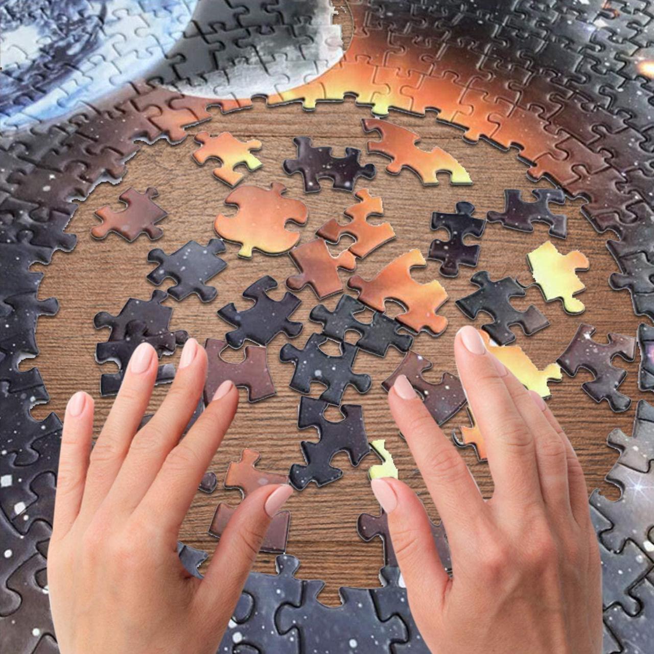 Alt view image 5 of 7 - Round Jigsaw Puzzle Planet Educational Game 26 Inch 1000 Pieces