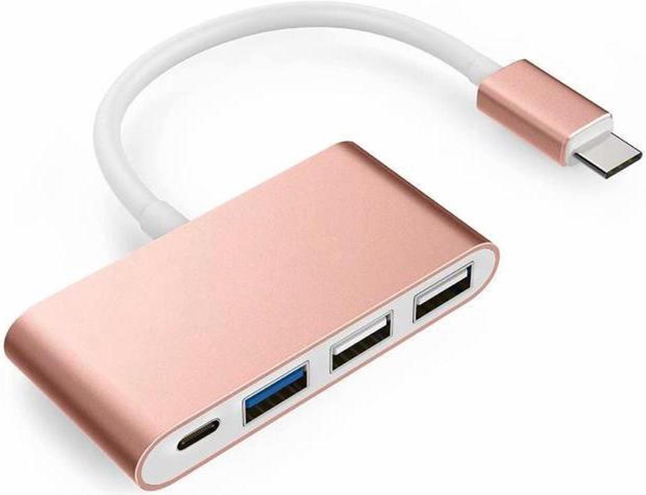 4-in-1 USB-C Hub with Type C, USB 3.0, USB 2.0 Compatible 2020-2016 MacBook Pro 13/15/16, New Mac Air/Surface, ChromeBook, More, Multiport Charging & Connecting Adapter (CB-C13, Rose Gold)