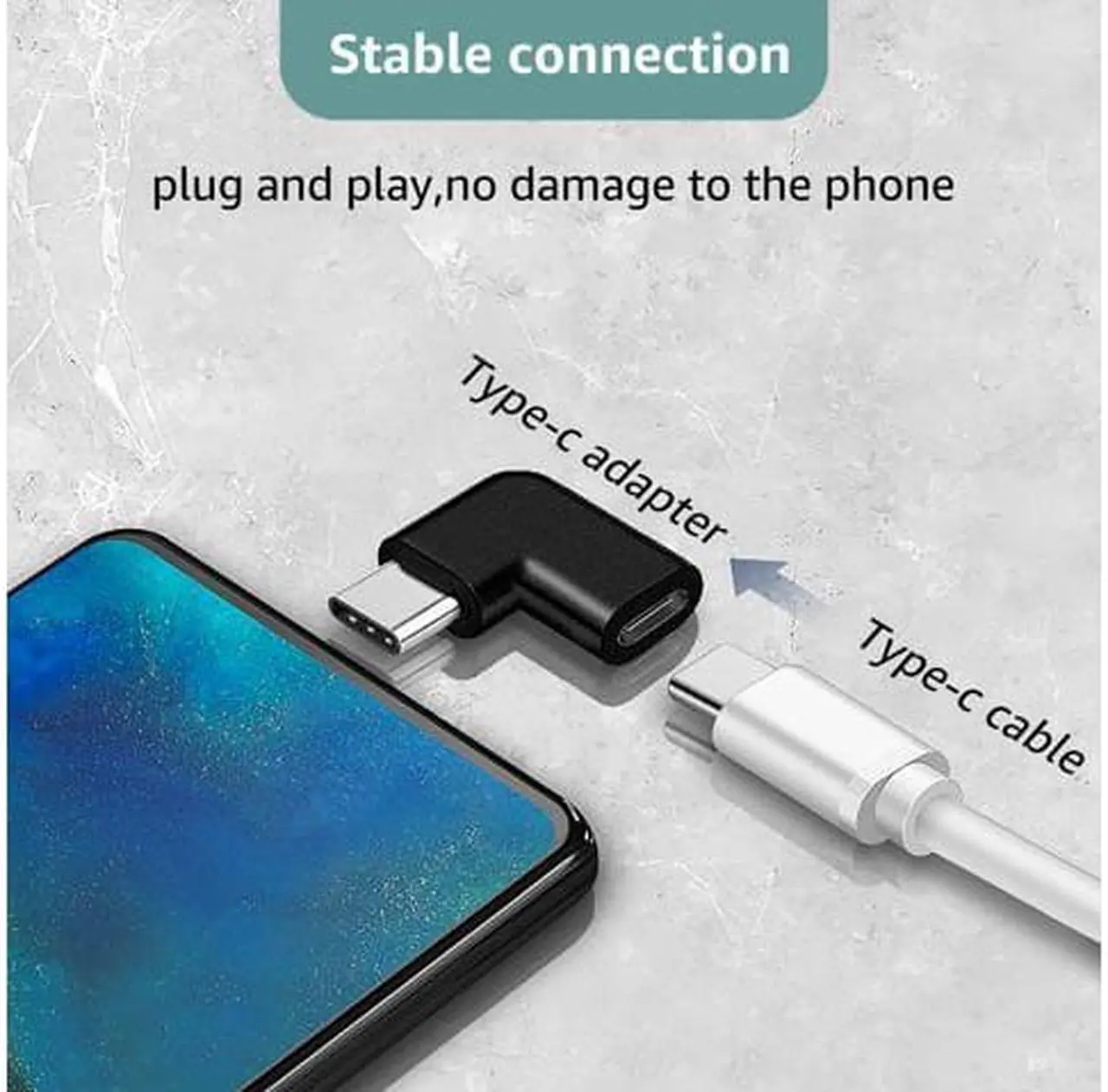 Alt view image 4 of 7 - USB C Adapter 90 Degree Male to Female Type C Adapter Angled Right & Left and Up & Down Extension Connector (2Pack)