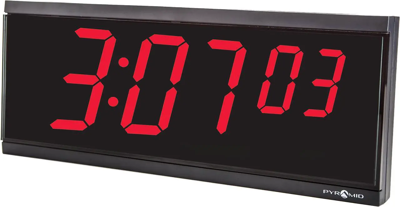 Alt view image 5 of 7 - Pyramid 4in x 6 Digit Red LED Digital Wall Clock