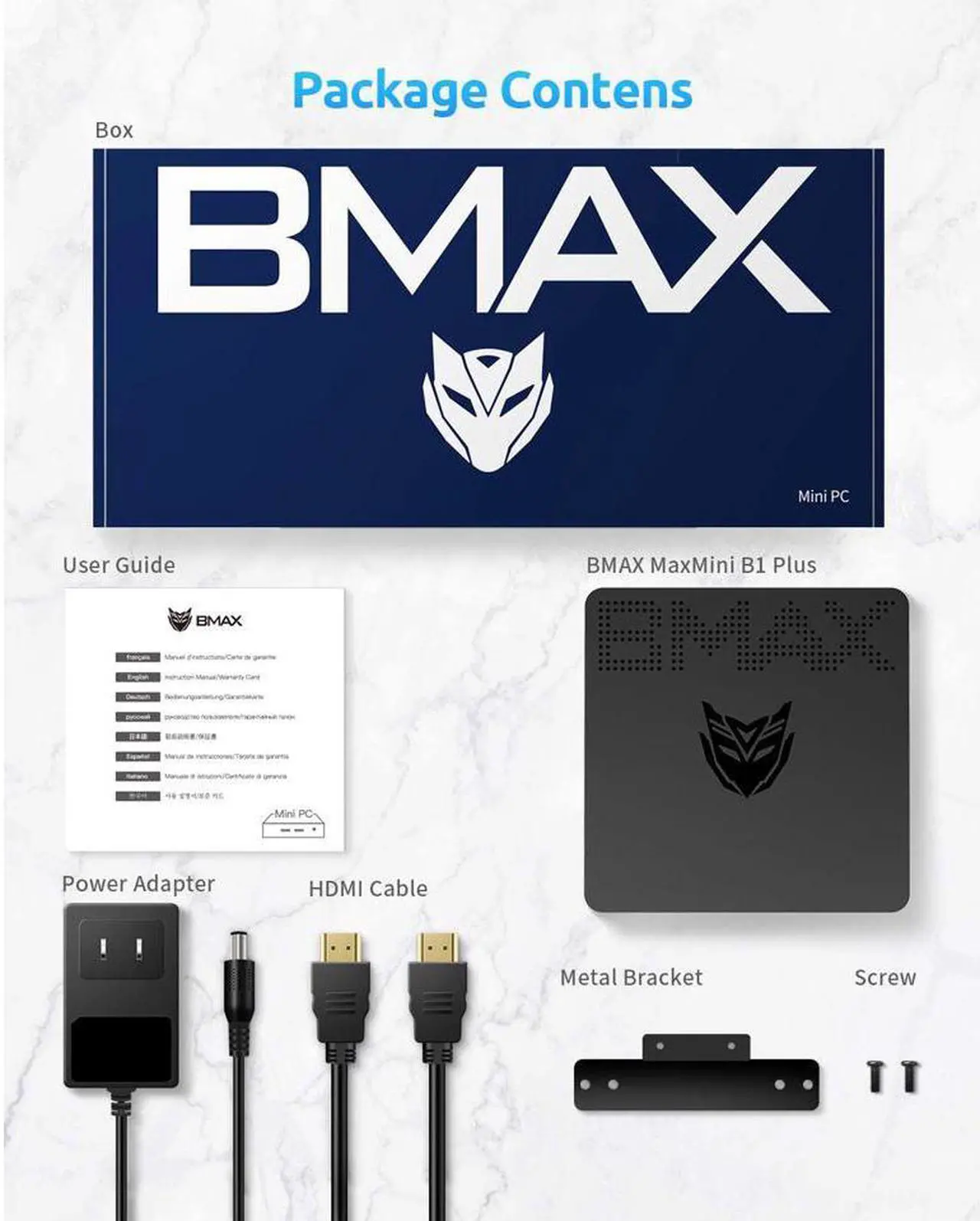 Alt view image 7 of 7 - BMAX B1 Plus Intel Celeron N3350 Mini PC 6GB LPDDR4 64GB eMMC 1.1GHz to 2.4GHz Intel HD Graphics 500 BT4.2 M.2 SATA 2280 Windows 10(64bit)