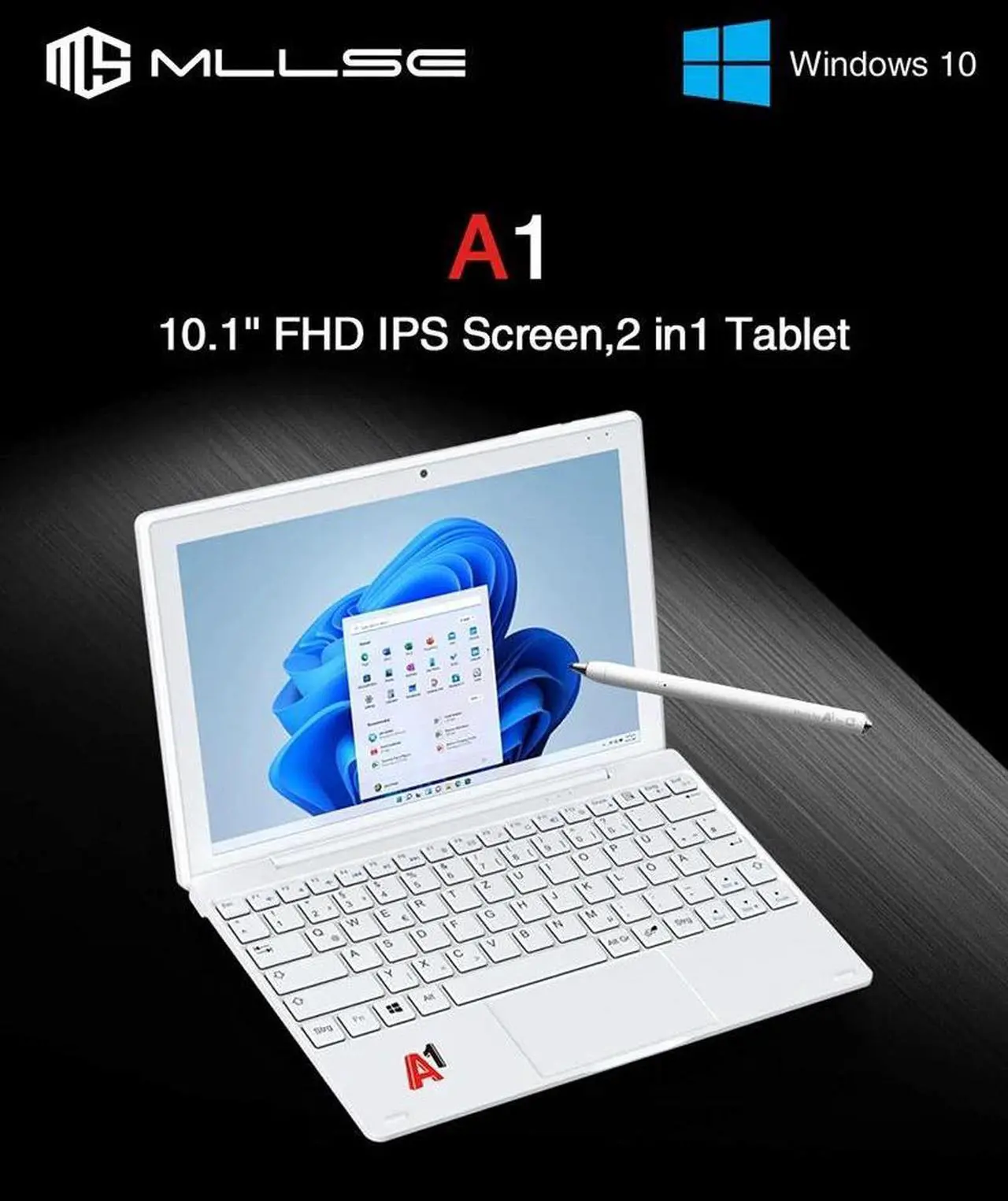 Alt view image 5 of 7 - N-one A1 2 In 1 Tablet PC Windows 10 8GB DDR4+128GB SSD Intel N5030 10.1inch IPS Screen WIFI Mobile Office Tablet PC with Keyboard