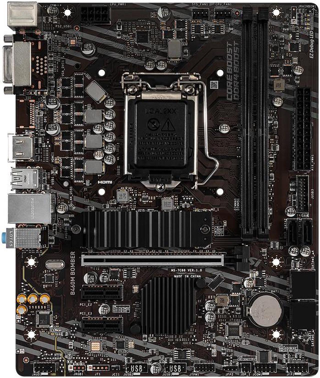 MSI B460M BOMBER LGA 1200 Intel B460 SATA 6Gb/s Micro ATX Intel Motherboard