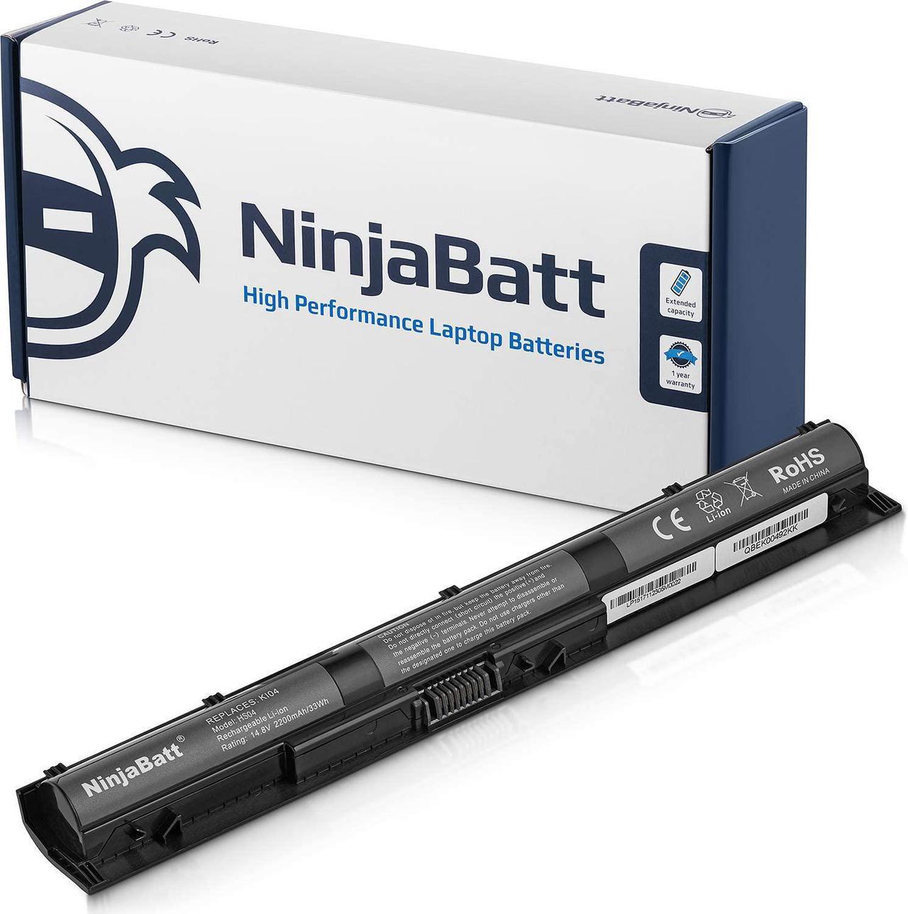 NinjaBatt Battery for HP 800049-001 K104 800010-421 KI04 KIO4 HSTNN-LB6R 17-G121WM TPN-Q160 TPN-Q158 TPN-159 TPN-Q161 TPN-Q162 HSTNN-DB6T HSTNN-LB6S - High Performance [4 Cells/2200mAh/33Wh]