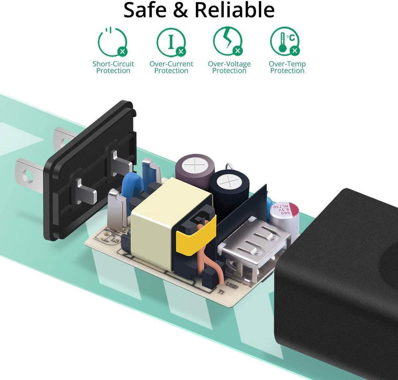 Alt view image 3 of 7 - FONKEN USB Wall Charger, 3-Pack 5V 2A Power Adapter Universal Travel USB Plug Cell Phone Block Cube Compatible With iPhone, iPad, Google Nexus, Samsung, LG, HTC, Moto, Kindle and More