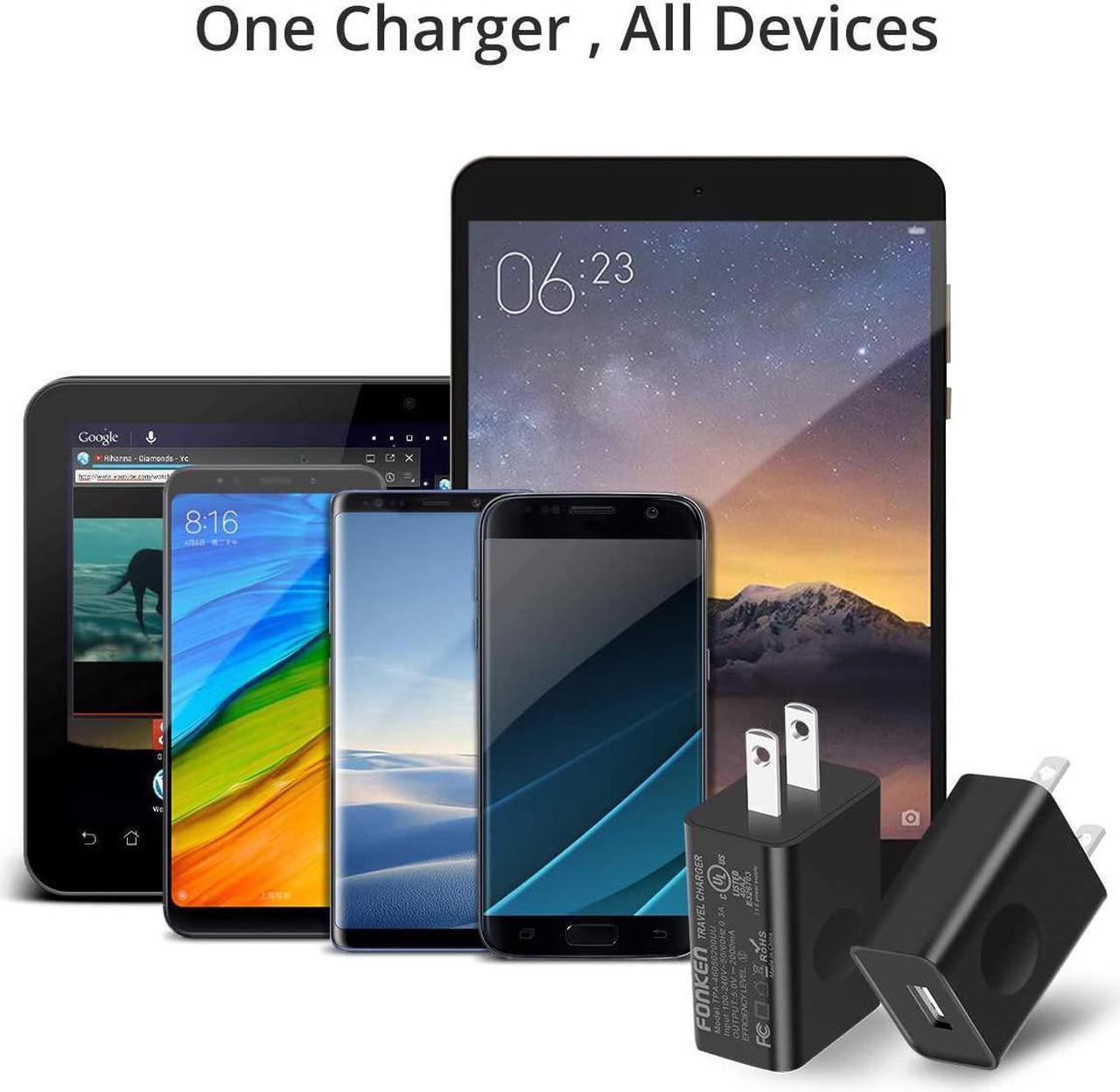 Alt view image 4 of 7 - FONKEN USB Wall Charger, 3-Pack 5V 2A Power Adapter Universal Travel USB Plug Cell Phone Block Cube Compatible With iPhone, iPad, Google Nexus, Samsung, LG, HTC, Moto, Kindle and More
