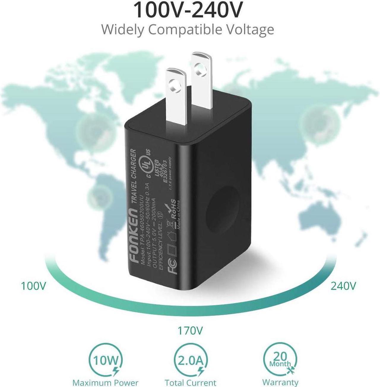 Alt view image 5 of 7 - FONKEN USB Wall Charger, 3-Pack 5V 2A Power Adapter Universal Travel USB Plug Cell Phone Block Cube Compatible With iPhone, iPad, Google Nexus, Samsung, LG, HTC, Moto, Kindle and More