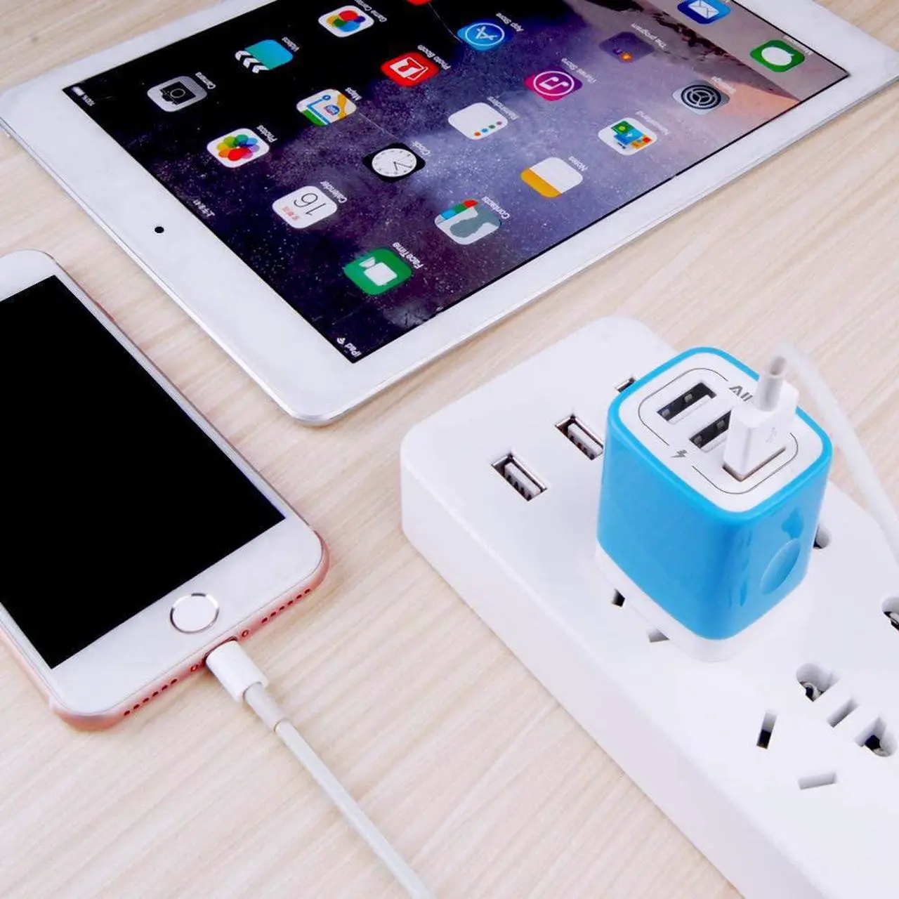 Alt view image 6 of 6 - Wall Charger, USB Charger Adapter, 3.1A/3Pack Muti Port Fast Charging Cube Power Charge Base Block Plug for iPhone 15 14 13 12 11 Pro Max SE X 8 Plus, Samsung Note 20 S22 S21 S20, Kindle Fire USB Plug