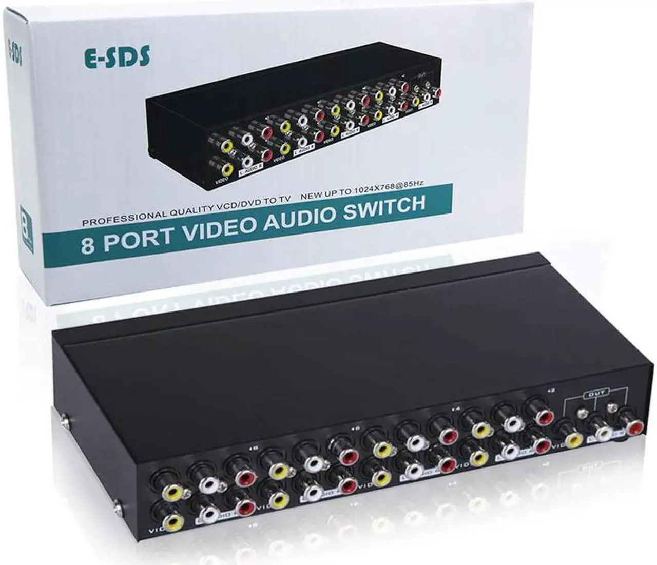 Alt view image 4 of 4 - 8-Way AV Switch RCA Switcher 8 in 1 Out Composite Video L/R Audio Selector Box for DVD STB Game Consoles CV0235