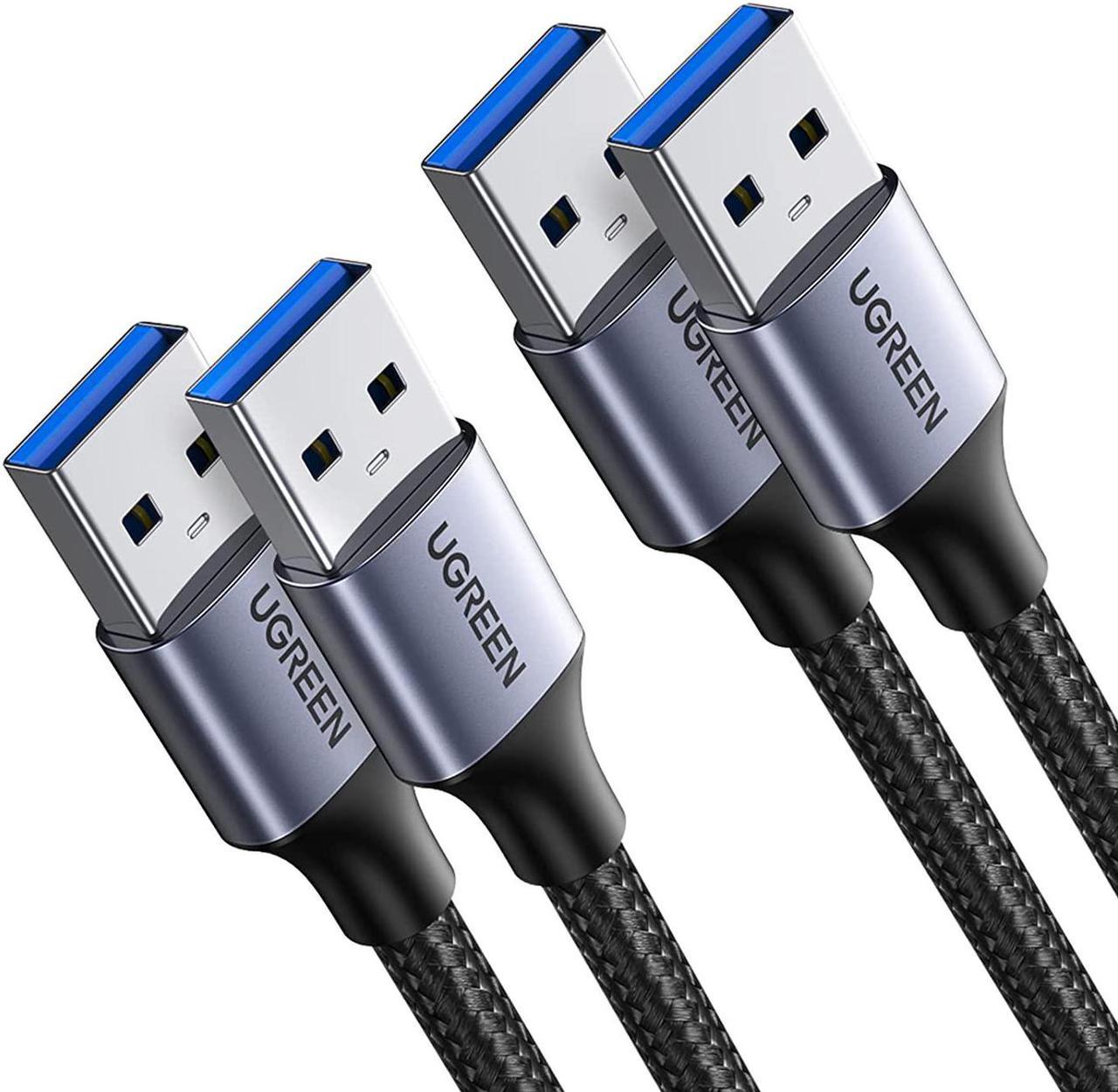 UGREEN USB A to USB A, Male to Male, 2 Pack USB to USB 3.0 Cable Compatible with External Hard Drive, Laptop Cooler, DVD Player, TV, USB 3.0 Hub, Monitor, Camera, Set Up Box, and More(6 FT +6 FT)