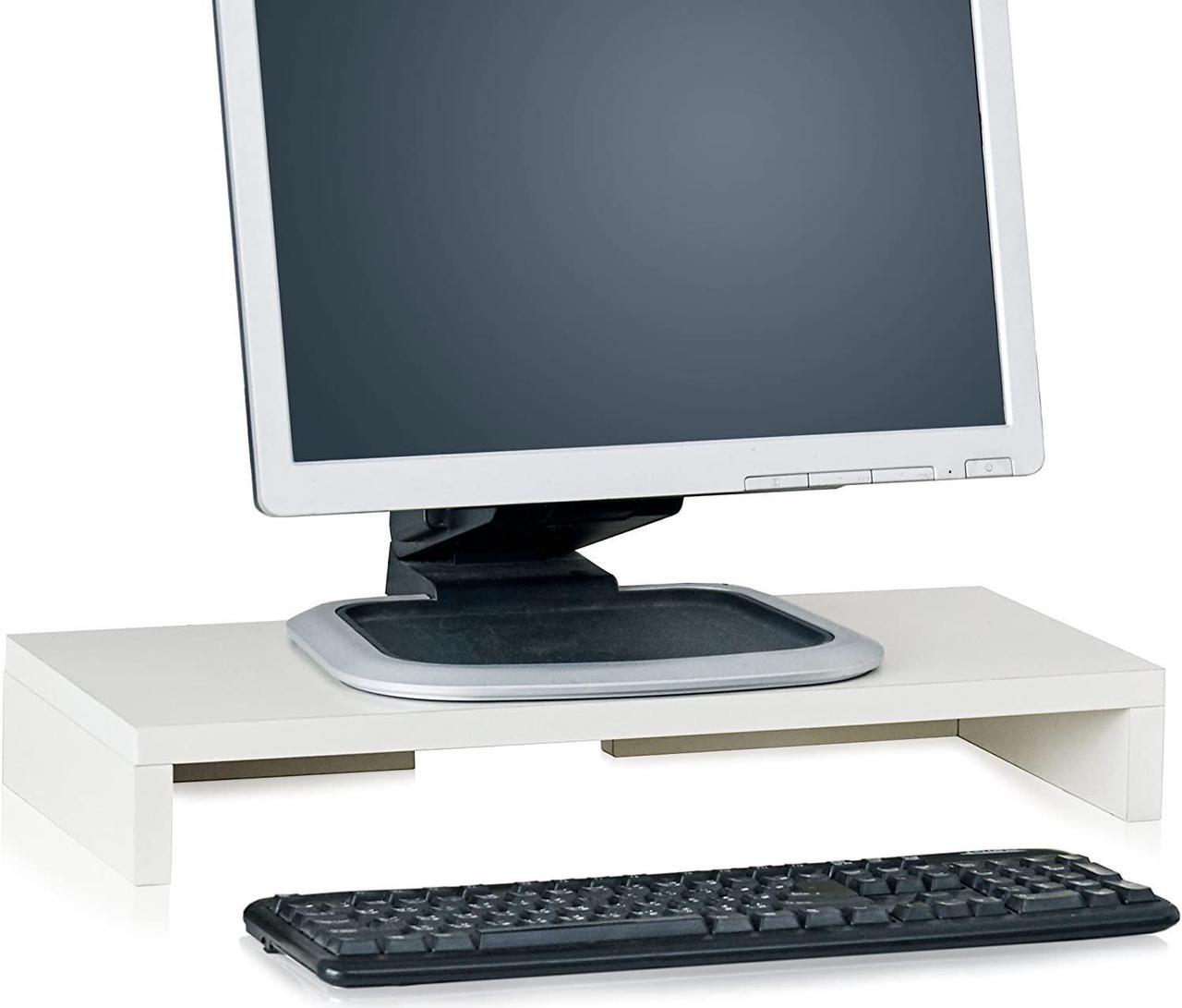 Main image of Way Basics TV PC Desktop Modern Computer Monitor Stand Screen Riser (Tool-Free Assembly and Uniquely Crafted from Sustainable Non Toxic zBoard Paperboard), White