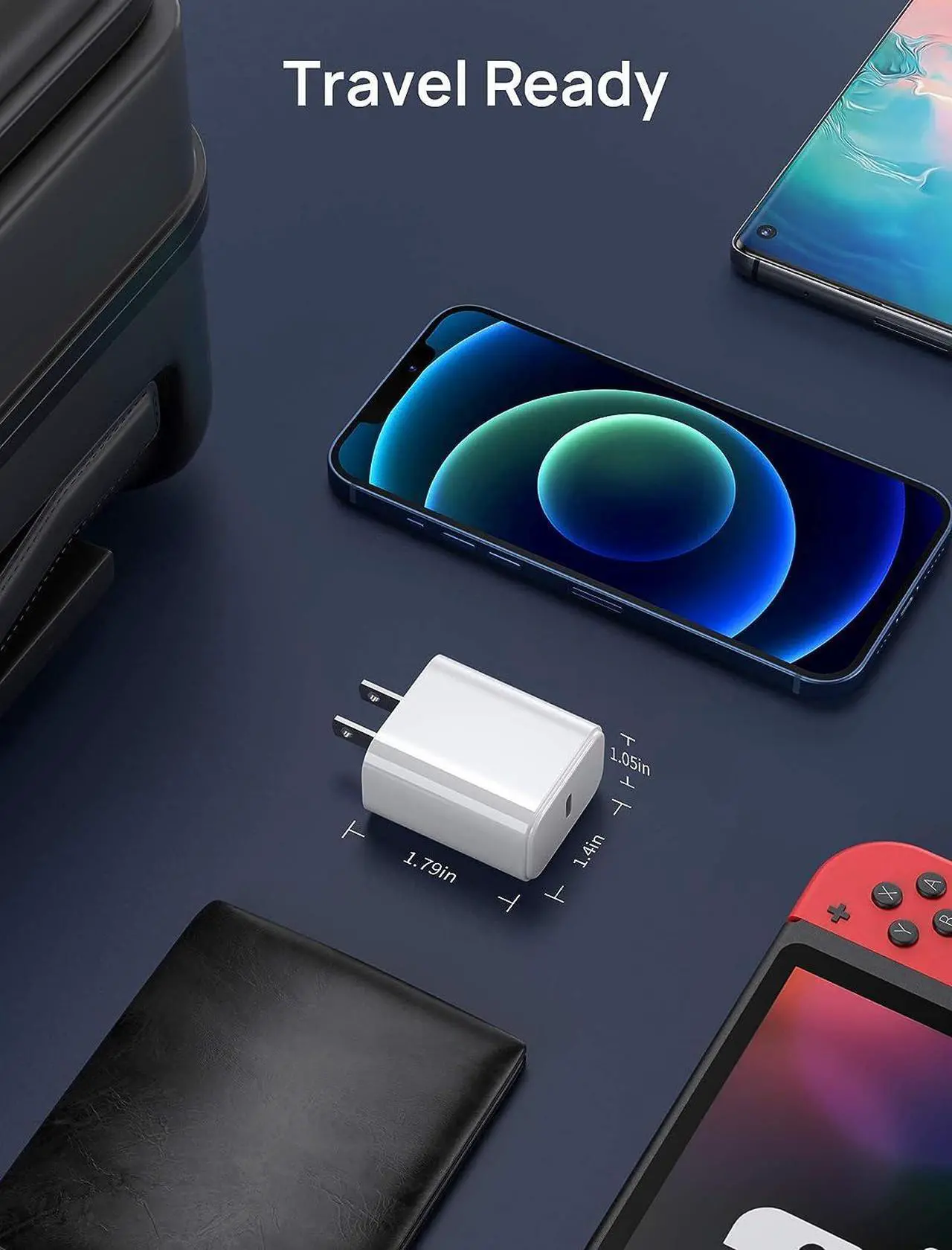 Alt view image 7 of 7 - Magnetic Wireless Charger Compatible with MagSafe Charger/iPhone 14/14 Pro/14 Plus/14 Pro Max/iPhone 13/13 Pro/13 Pro Max/13 Mini/iPhone 12 Mag Charger (Blue) with 20W PD Charger Block (White)