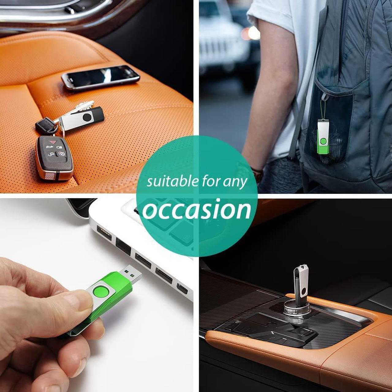 Alt view image 7 of 7 - 64GB Flash Drive 2 Pack 64GB USB Flash Drive Thumb Drive Zip Drive USB 2.0 Memory Stick USB Drive with Keychain (64G 2 Colors: Black Green)