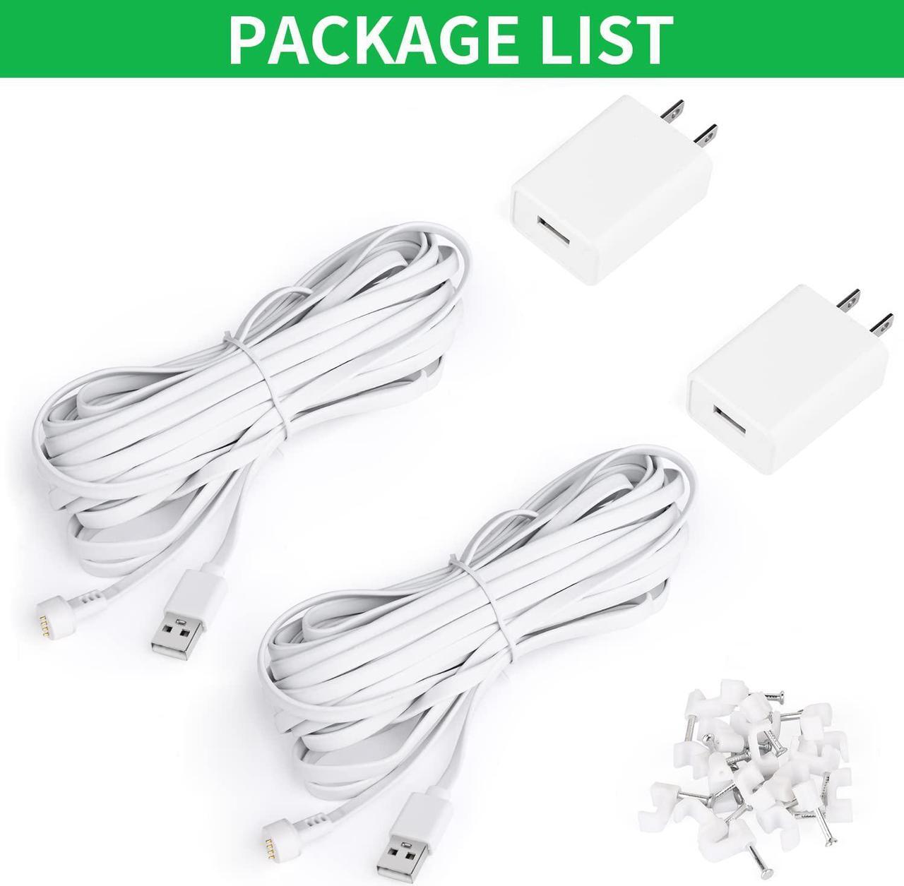 Alt view image 7 of 7 - 2Pack Power Adapter Compatible with Google Nest Cam Outdoor or Indoor, Battery, with 16.4Ft/5m Weatherproof Charging Cable Continuously Power Your Nest Cam (Battery) - White