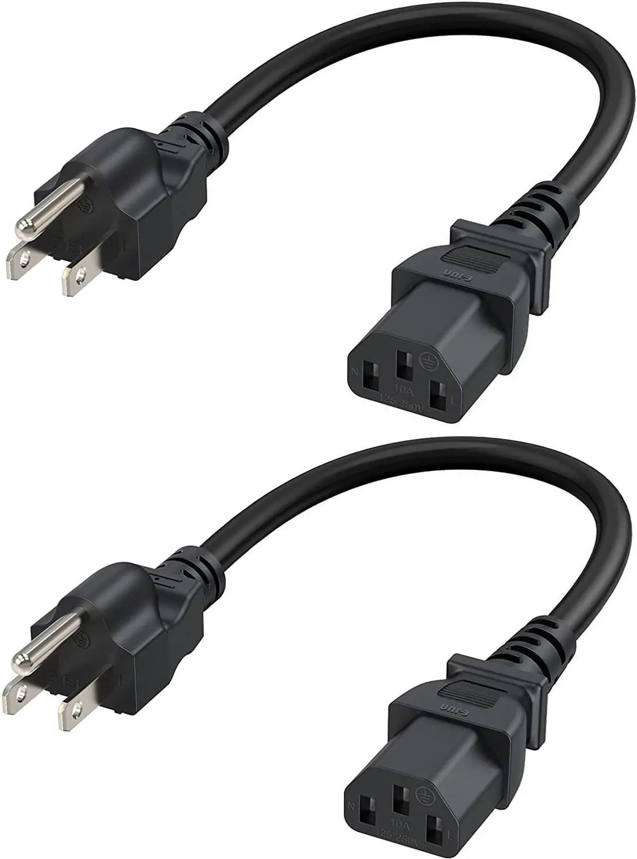 Main image of CableCreation [2-Pack] 1 Feet 18 AWG Universal Power Cord for NEMA 5-15P to IEC320C13 Cable, 0.3M / Black
