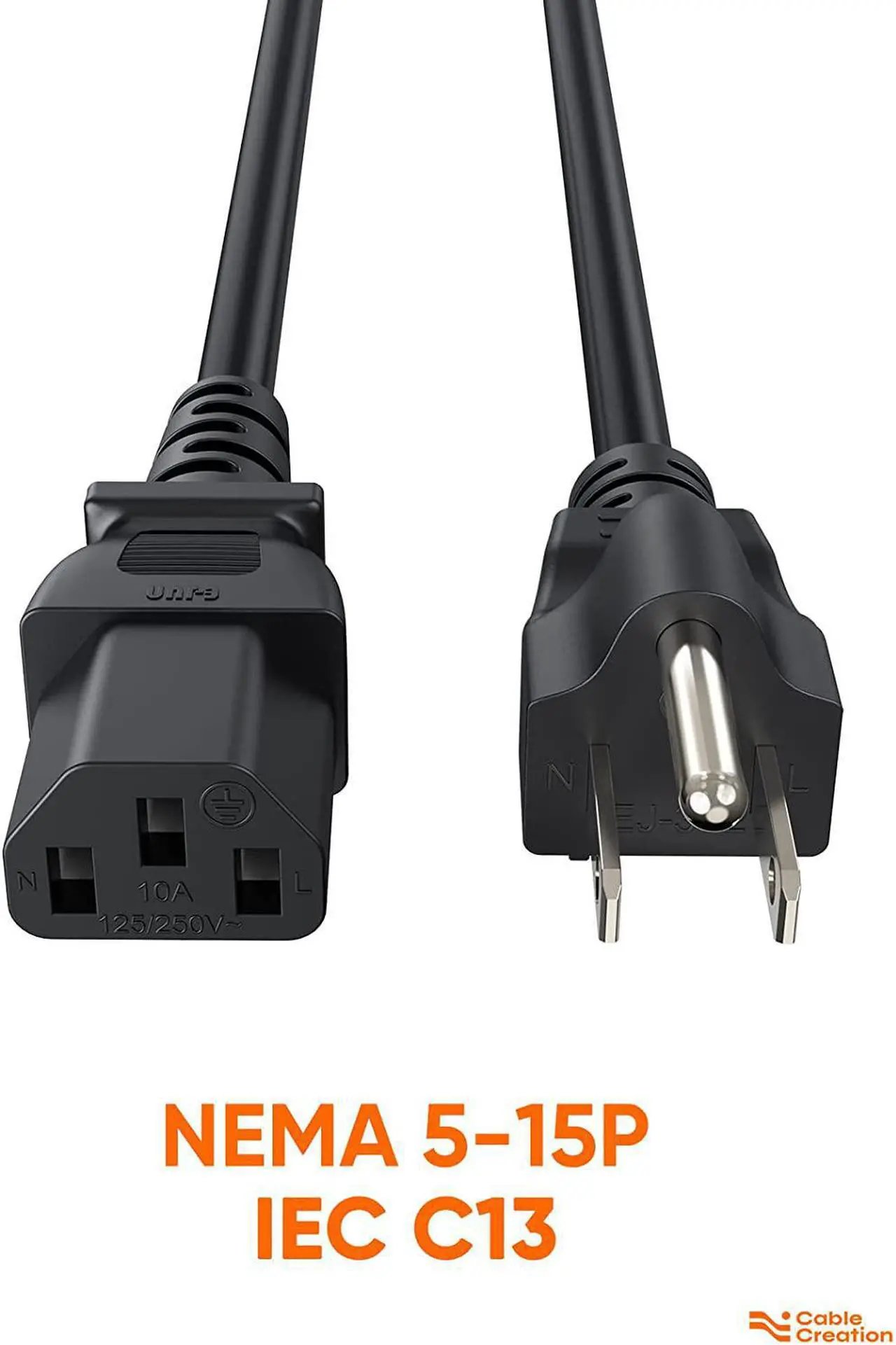 Alt view image 2 of 7 - CableCreation [2-Pack] 1 Feet 18 AWG Universal Power Cord for NEMA 5-15P to IEC320C13 Cable, 0.3M / Black