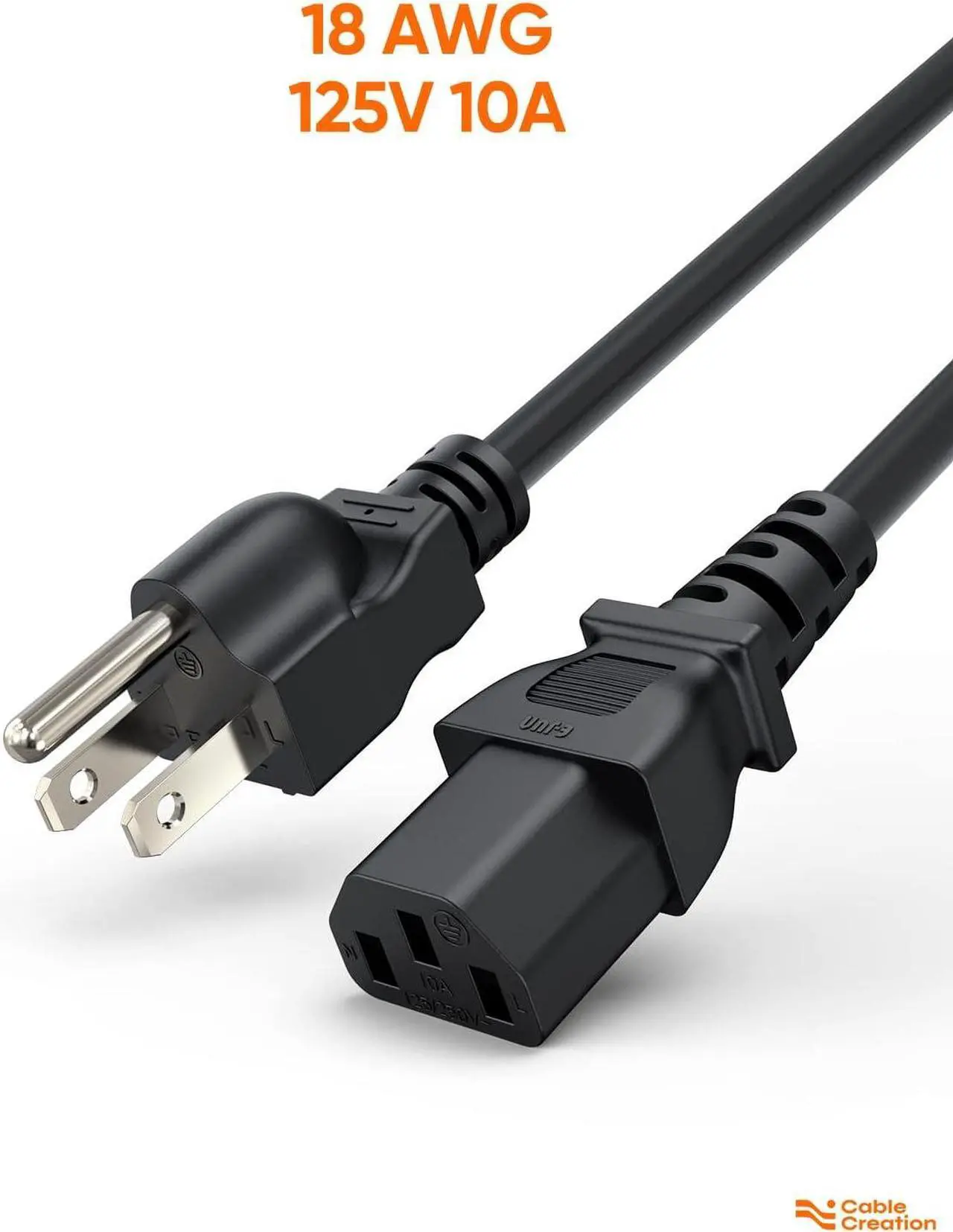 Alt view image 5 of 7 - CableCreation [2-Pack] 1 Feet 18 AWG Universal Power Cord for NEMA 5-15P to IEC320C13 Cable, 0.3M / Black