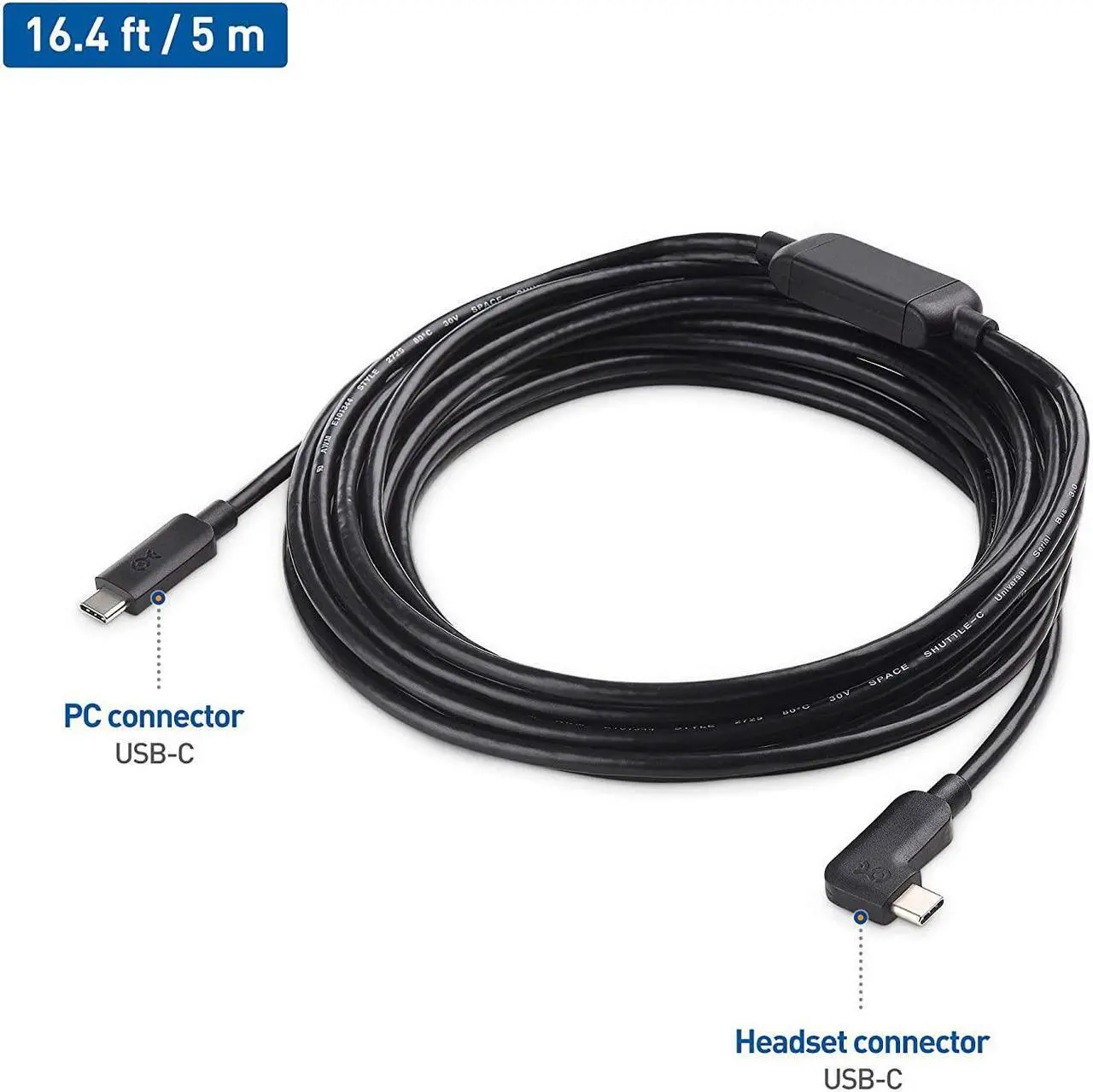 Alt view image 2 of 7 - Cable Matters Unidirectional Active USB C Cable 16.4 ft for Oculus Quest 2 Headset and Hard Drives (Compatible with Oculus Link Cable) in 5 Meters / 16.4 Feet - Not Work with Monitors or Docks