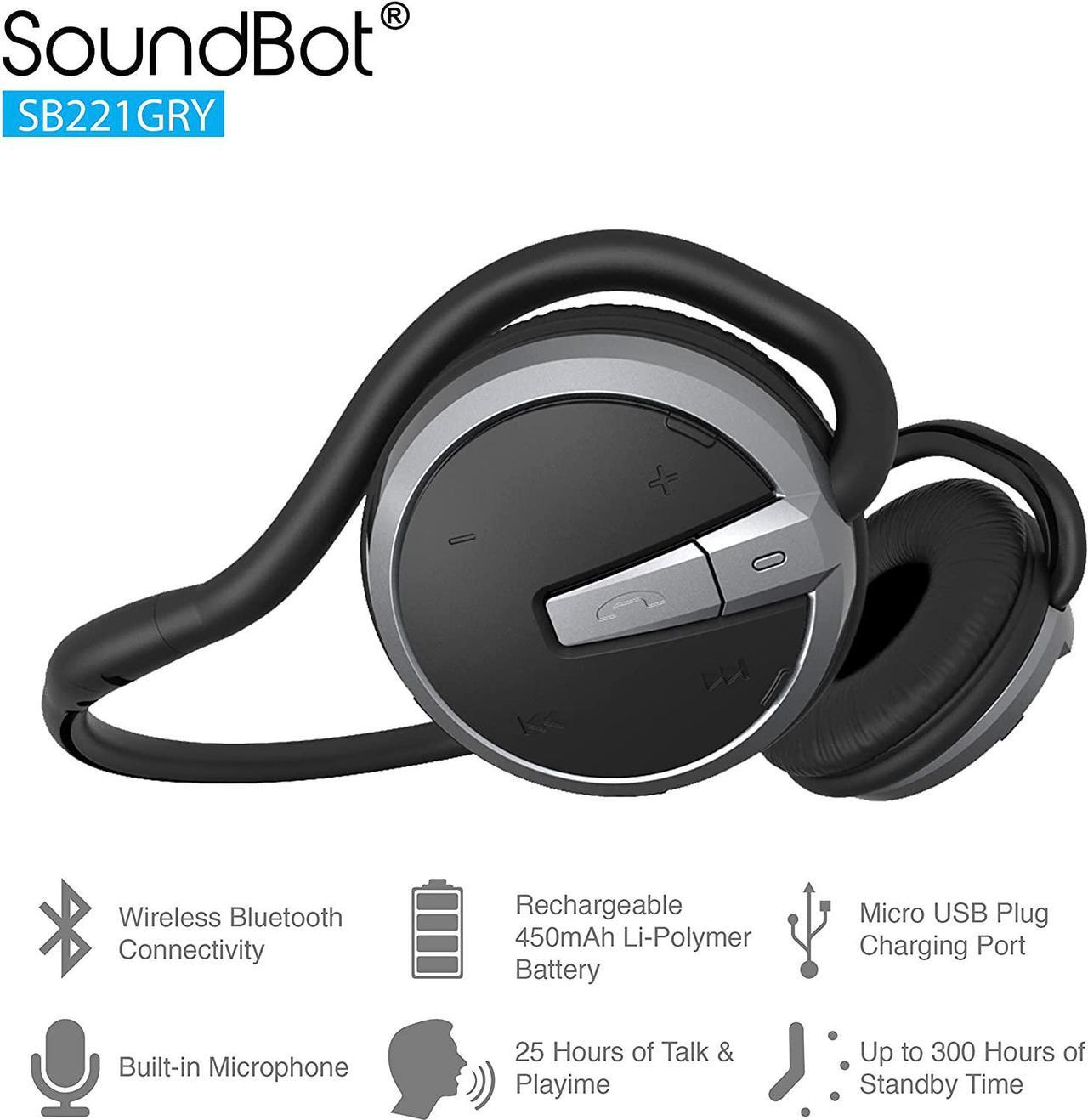 Alt view image 2 of 7 - Soundbot SB221 HD Wireless Bluetooth 4.0 Sports-Active Headphones for 20Hrs Music Streaming & 25Hrs HandsFree Calling with Sweat Resistant Ergonomic Secure-Fit Design & Voice Command Support, Black