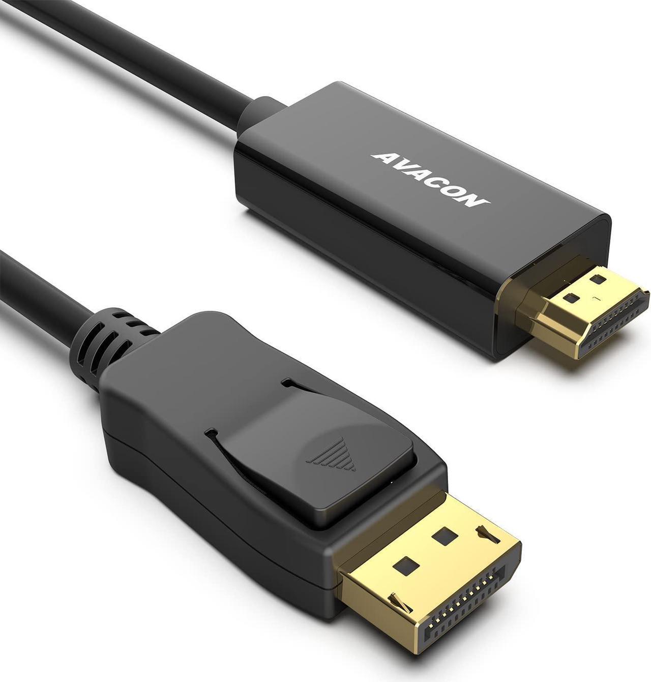 Main image of 4K DisplayPort to HDMI 6 Feet Gold-Plated Cable Uni-Directional DP 1.2 Computer to HDMI 1.4 Screen DisplayPort to HDMI Adapter Male to Male Black