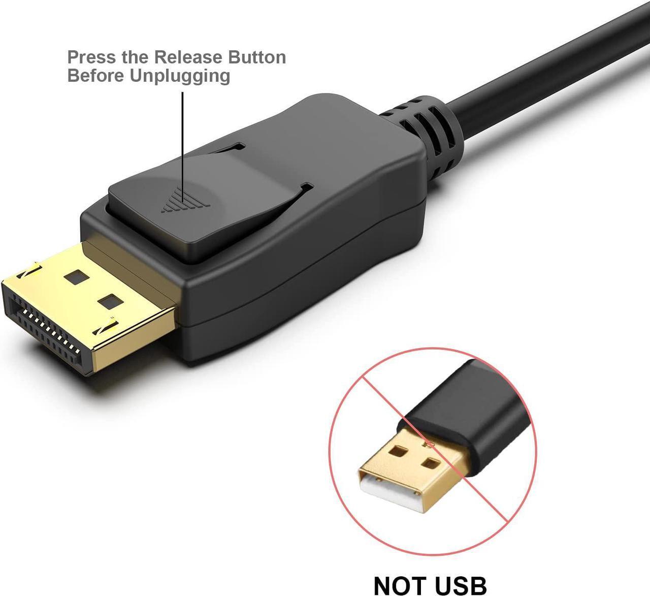 Alt view image 3 of 7 - 4K DisplayPort to HDMI 6 Feet Gold-Plated Cable Uni-Directional DP 1.2 Computer to HDMI 1.4 Screen DisplayPort to HDMI Adapter Male to Male Black