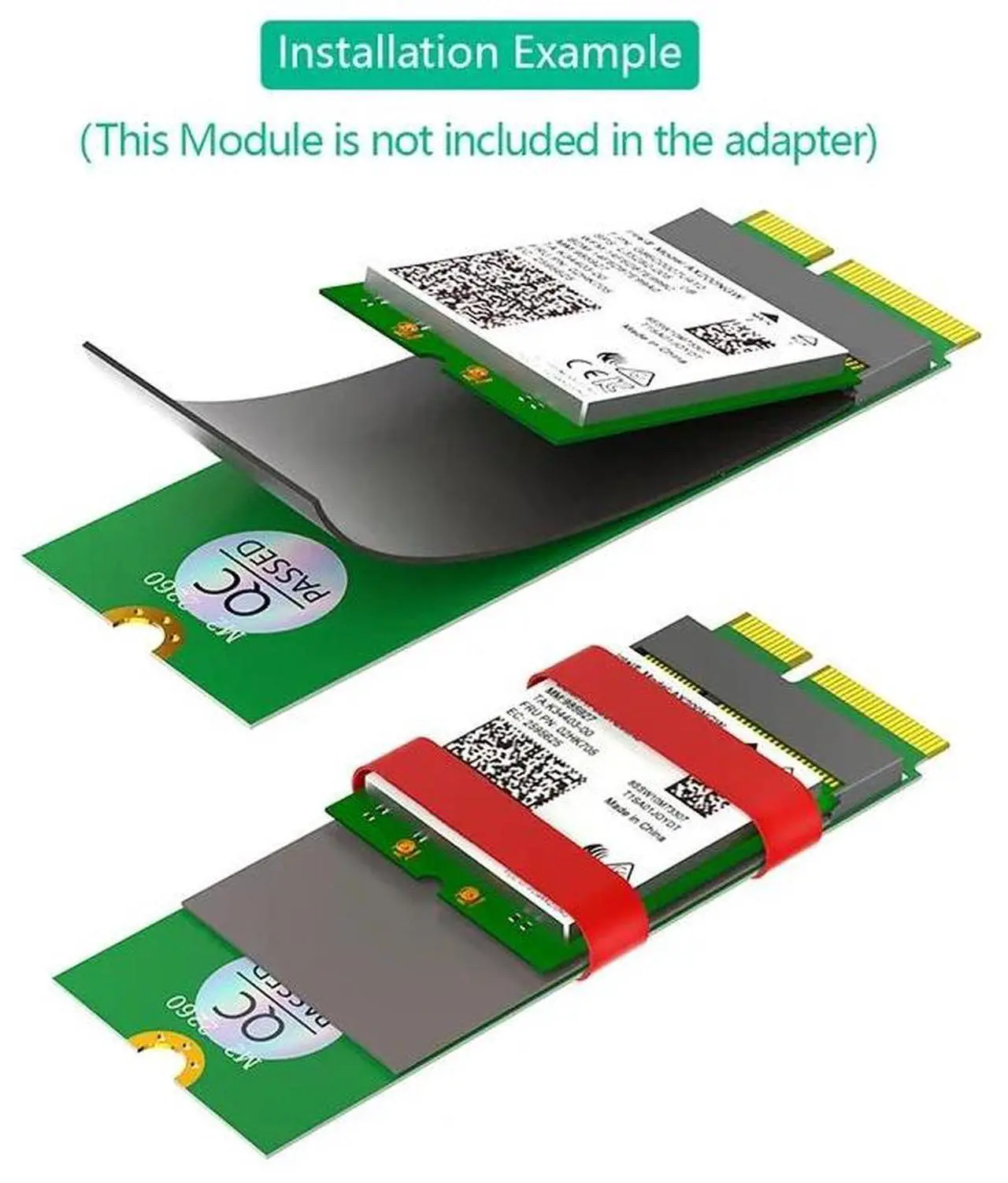 Alt view image 5 of 6 - NEW M.2 Key E Adapter NGFF M2 Key E Male to Female Connector Converter Riser Card Support 2230 2242 2260 AX200 AX201 WiFi Module