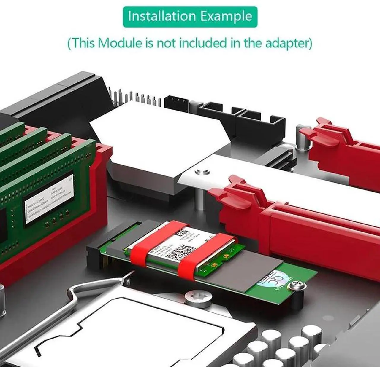 Alt view image 6 of 6 - NEW M.2 Key E Adapter NGFF M2 Key E Male to Female Connector Converter Riser Card Support 2230 2242 2260 AX200 AX201 WiFi Module