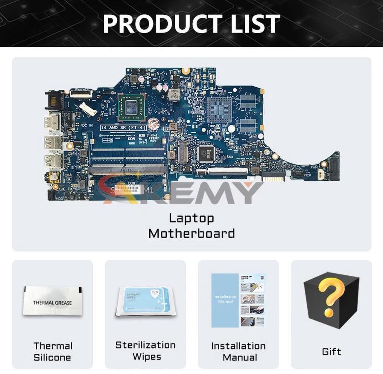 Alt view image 6 of 6 - Model4(DIS 9-9425)
For  14-DK 14S-DK 245-G8 Laptop Motherboard L46705-601 6050A3063701 AM9425 A4 A