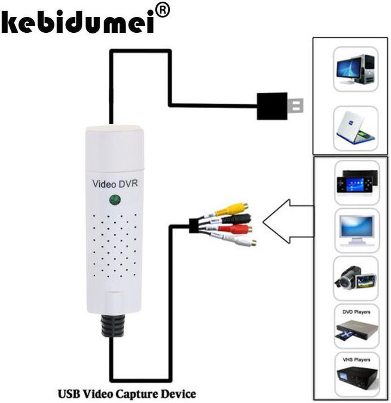 kebidumei USB 2.0 Video Capture Device USB Easy to Cap Video TV DVD VHS DVR Capture Adapter Easier Cap support For Win10