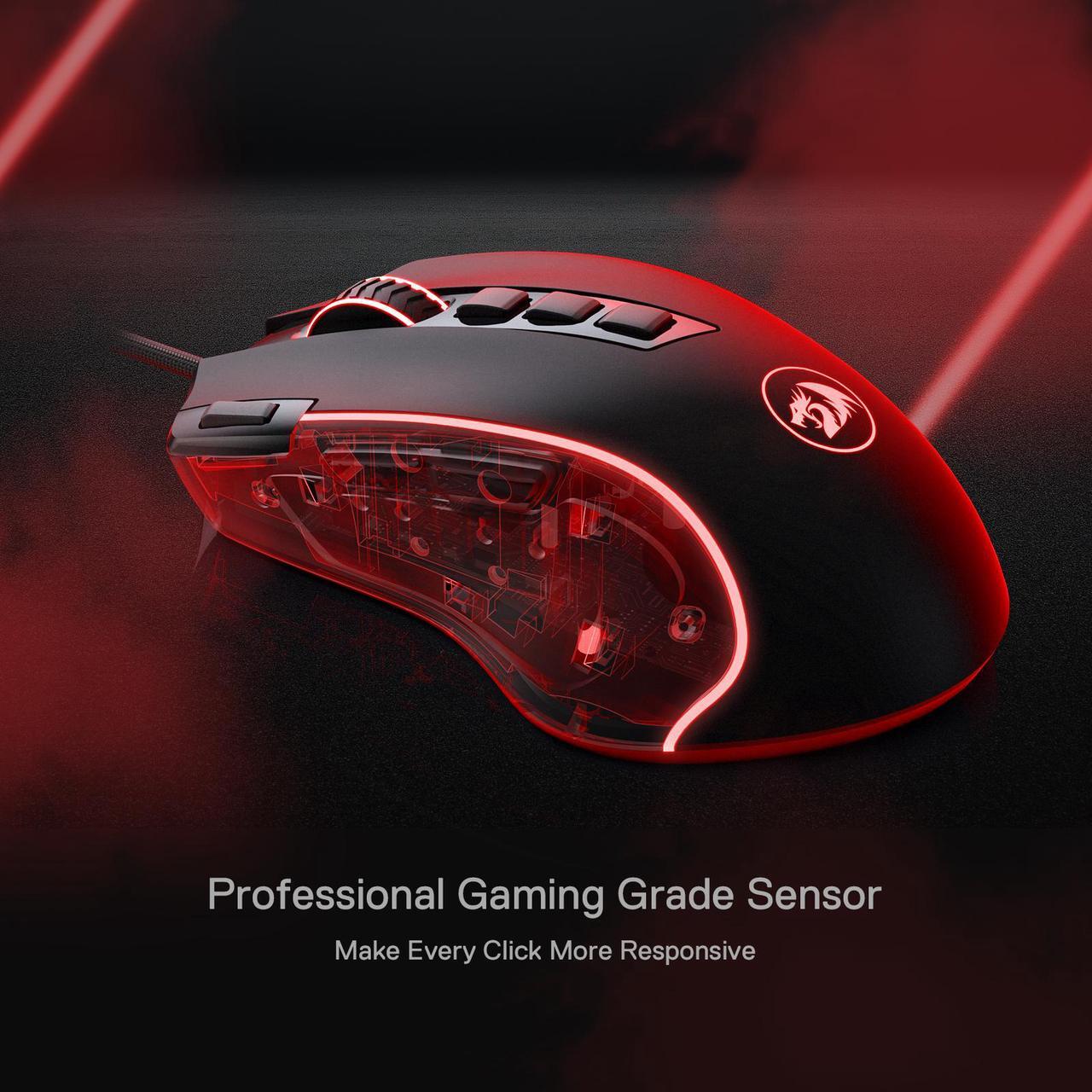 Alt view image 6 of 6 - Redragon M612 Predator RGB Gaming Mouse, 8000 DPI Wired Optical Gamer Mouse with 11 Programmable Buttons & 5 Backlit Modes, Software Supports DIY Keybinds Rapid Fire Button