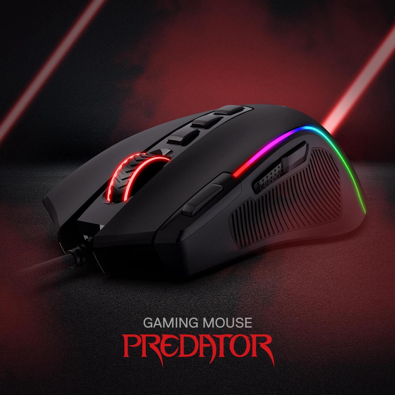 Alt view image 4 of 6 - Redragon M612 Predator RGB Gaming Mouse, 8000 DPI Wired Optical Gamer Mouse with 11 Programmable Buttons & 5 Backlit Modes, Software Supports DIY Keybinds Rapid Fire Button