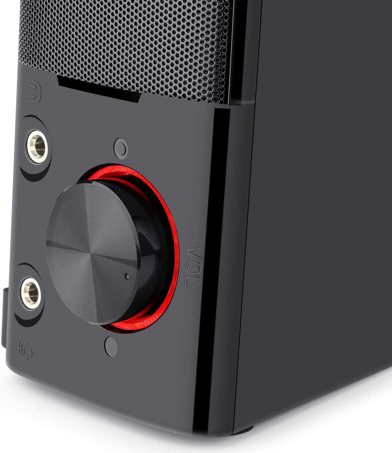 Alt view image 5 of 7 - Redragon GS550 Orpheus PC Gaming Speakers, 2.0 Channel Stereo Desktop Computer Sound Bar with Compact Maneuverable Size, Headphone Jack, Quality Bass and Decent Red Backlit, USB Powered w/ 3.5mm Cable