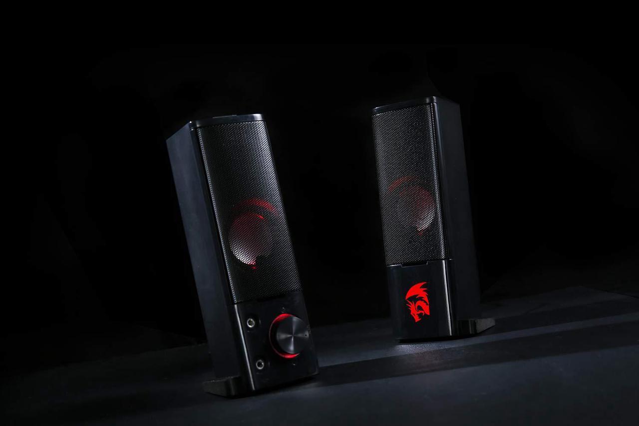 Alt view image 6 of 7 - Redragon GS550 Orpheus PC Gaming Speakers, 2.0 Channel Stereo Desktop Computer Sound Bar with Compact Maneuverable Size, Headphone Jack, Quality Bass and Decent Red Backlit, USB Powered w/ 3.5mm Cable