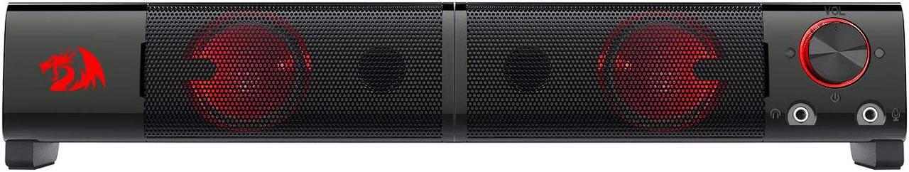 Alt view image 2 of 7 - Redragon GS550 Orpheus PC Gaming Speakers, 2.0 Channel Stereo Desktop Computer Sound Bar with Compact Maneuverable Size, Headphone Jack, Quality Bass and Decent Red Backlit, USB Powered w/ 3.5mm Cable