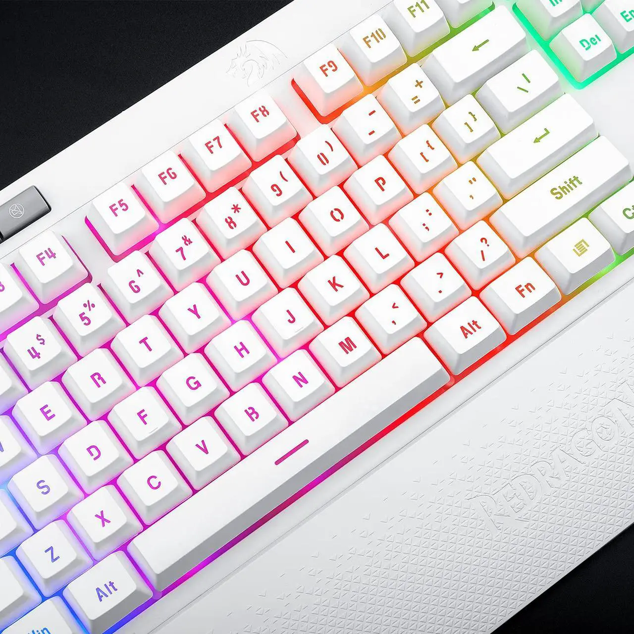 Alt view image 4 of 7 - Redragon K512 Shiva RGB Backlit Membrane Gaming Keyboard with Multimedia Keys, Linear Mechanical-Feel Switch, 6 Extra On-Board Macro Keys, Dedicated Media Control, Detachable Wrist Rest, White
