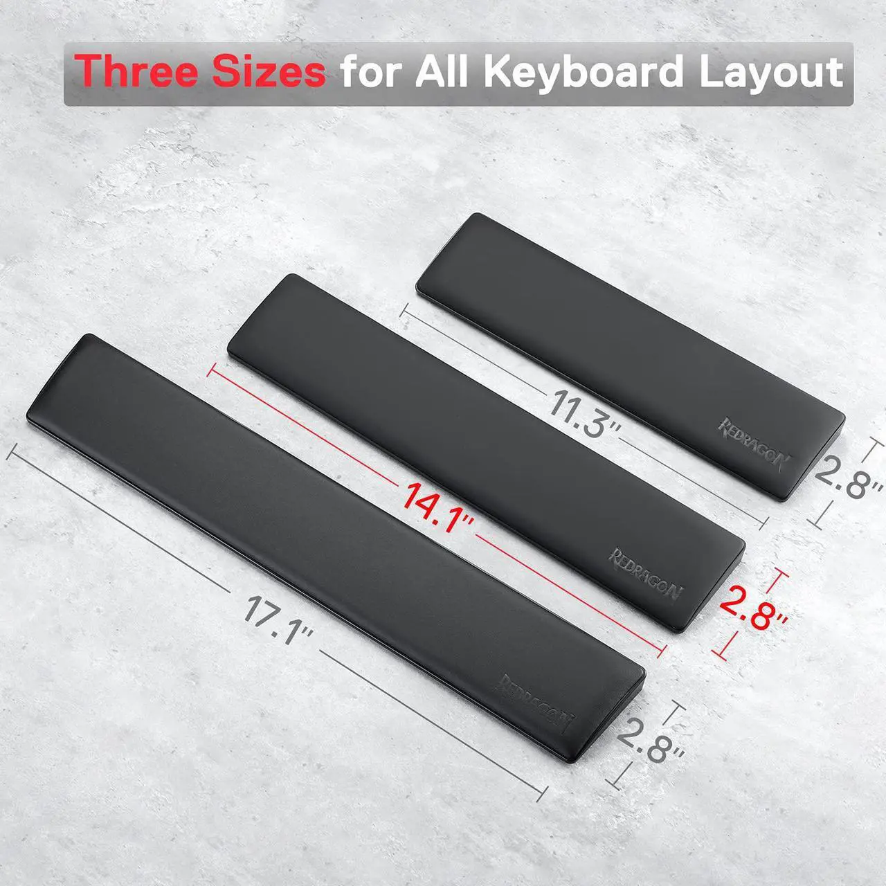 Alt view image 3 of 7 - Redragon P036 Meteor M Computer Keyboard Wrist Rest Pad, Ergonomic Soft Memory Foam Wrist Support w/Anti-Slip Rubber Base, 80% 87 Keys TKL Size 14.13 x 2.87 in, 0.78 inch (20mm) Height, Black