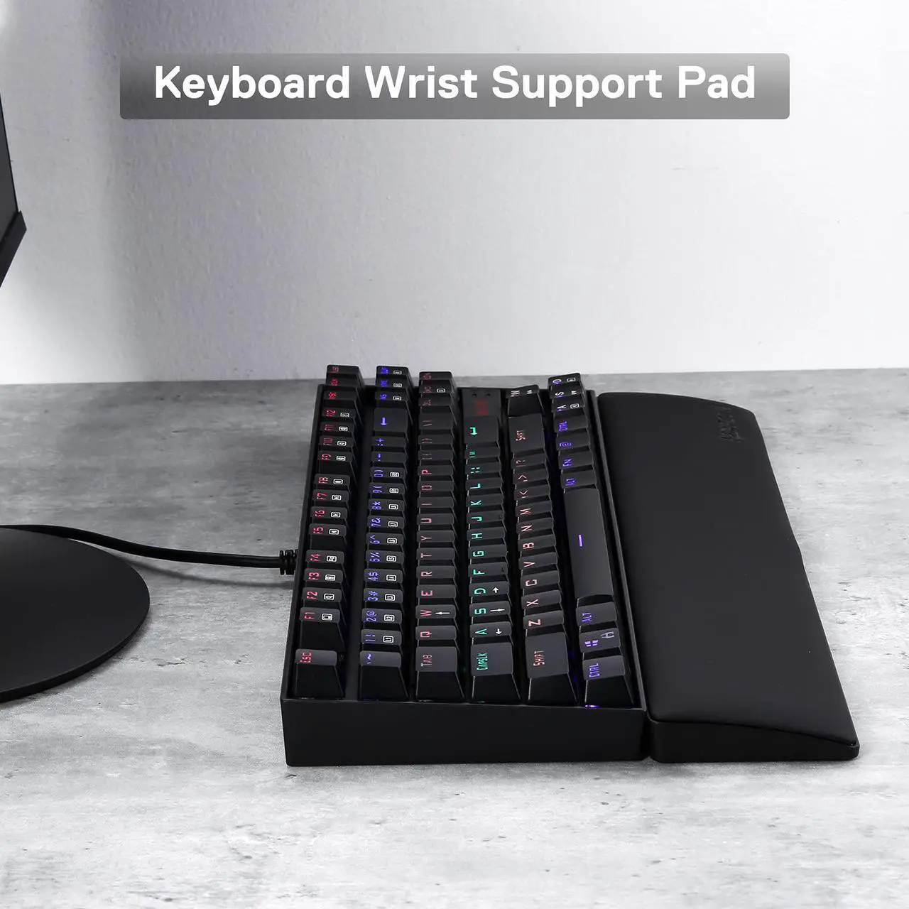 Alt view image 2 of 7 - Redragon P036 Meteor M Computer Keyboard Wrist Rest Pad, Ergonomic Soft Memory Foam Wrist Support w/Anti-Slip Rubber Base, 80% 87 Keys TKL Size 14.13 x 2.87 in, 0.78 inch (20mm) Height, Black