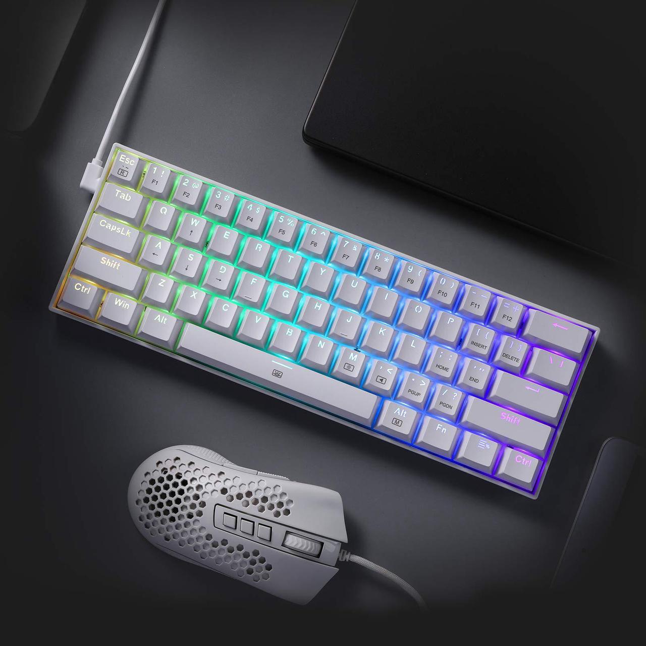 Alt view image 5 of 7 - Redragon K630 Dragonborn 60% Wired RGB Gaming Keyboard, 61 Keys Compact Mechanical Keyboard, Brown Switch White