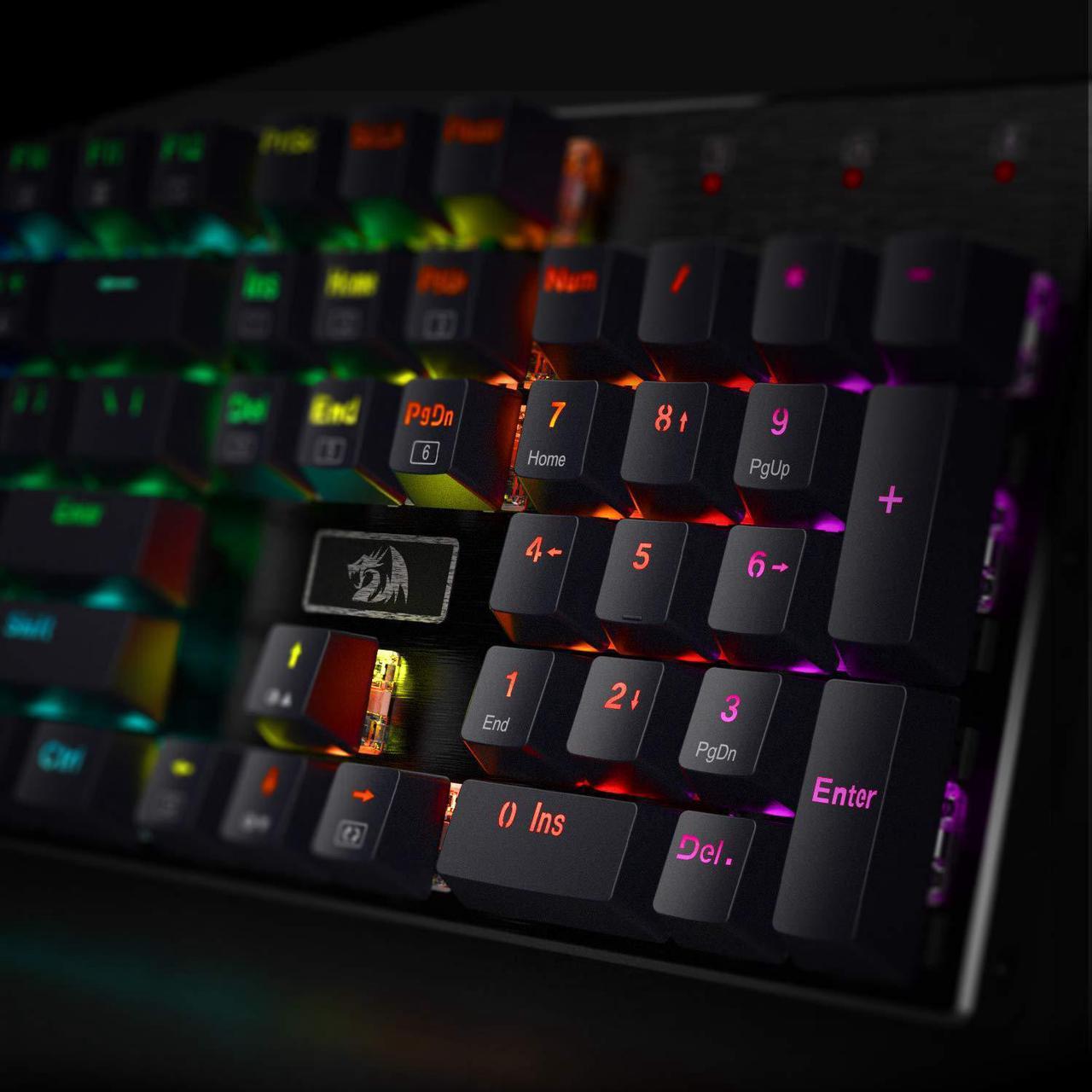 Alt view image 5 of 7 - Redragon K556 RGB LED Backlit Wired Mechanical Gaming Keyboard, Aluminum Base, 104 Standard Keys Red Switch