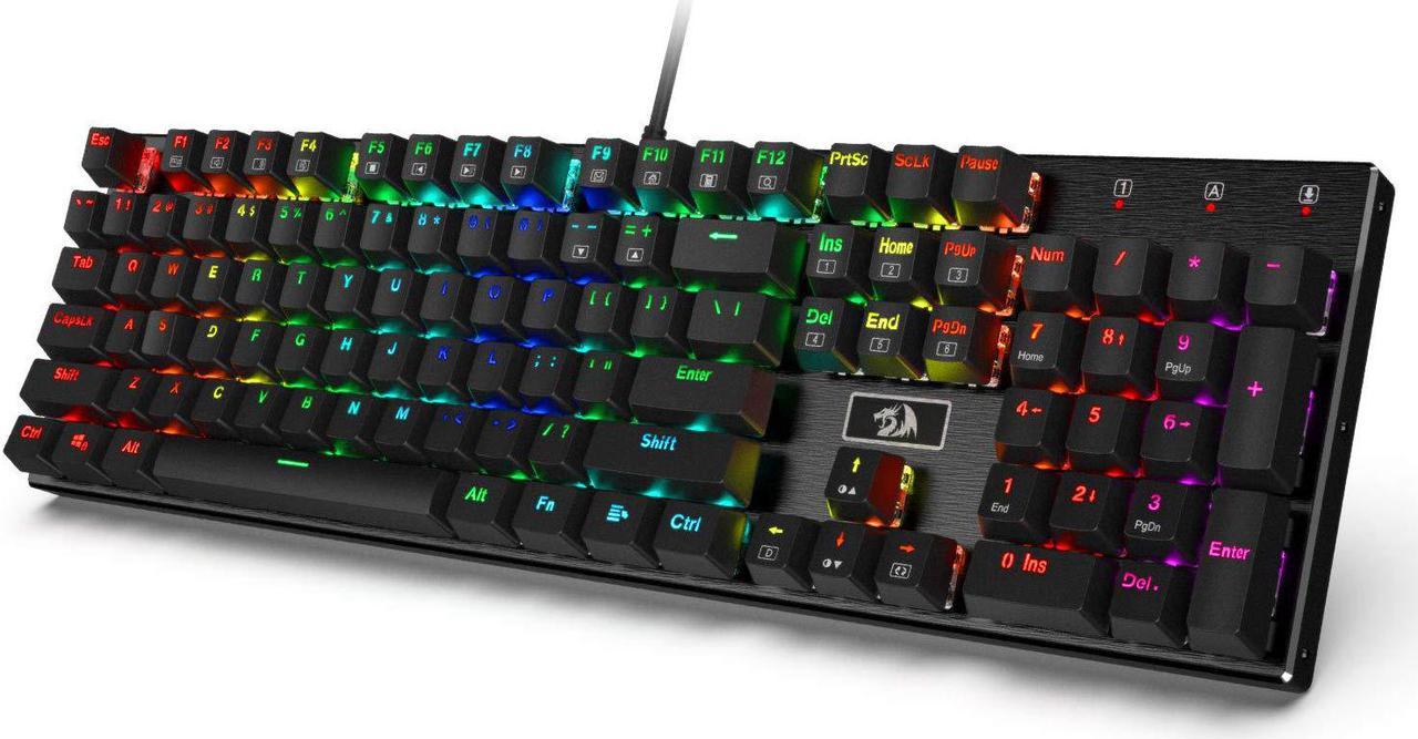 Main image of Redragon K556 RGB LED Backlit Wired Mechanical Gaming Keyboard, Aluminum Base, 104 Standard Keys Red Switch