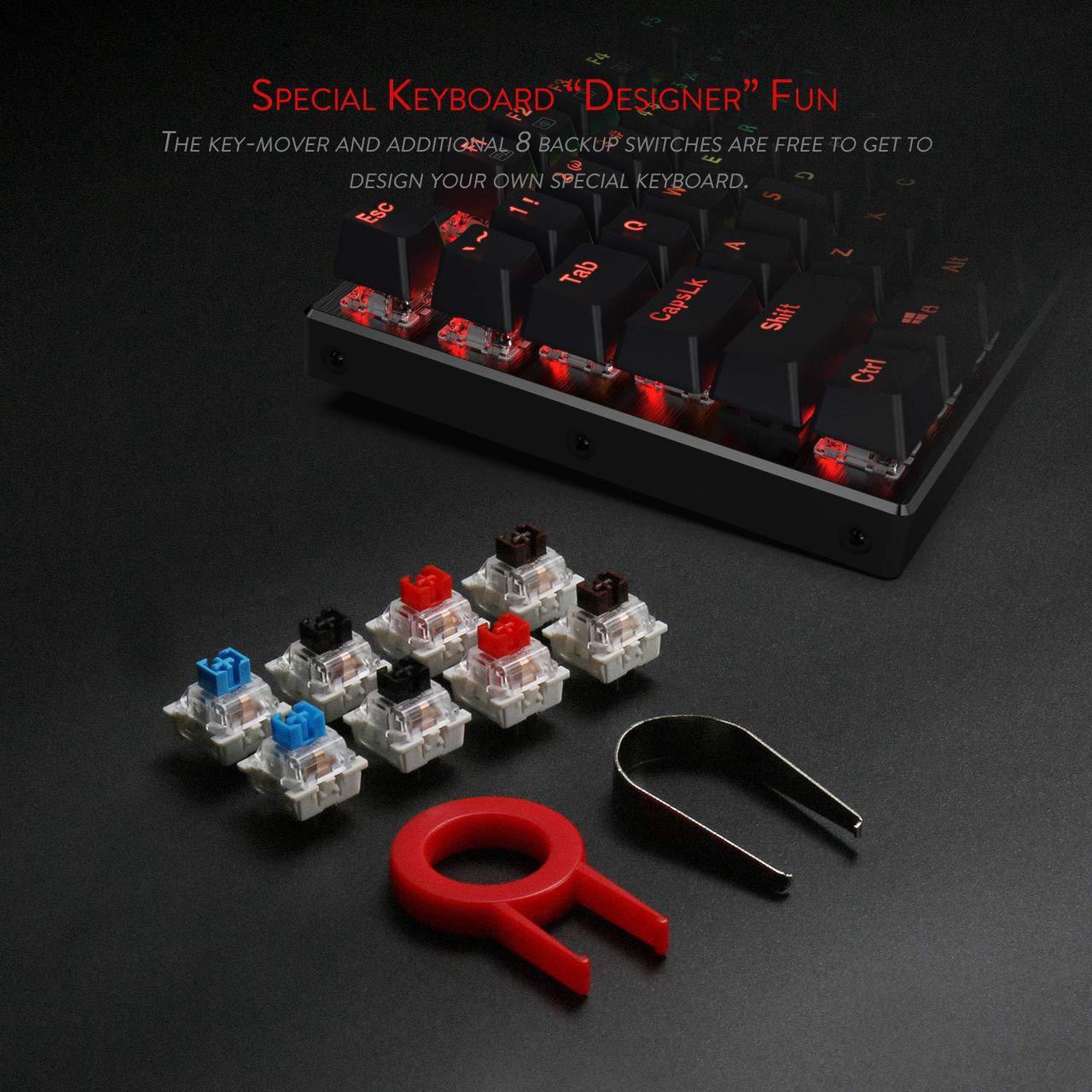 Alt view image 7 of 7 - Redragon K556 RGB LED Backlit Wired Mechanical Gaming Keyboard, Aluminum Base, 104 Standard Keys Red Switch