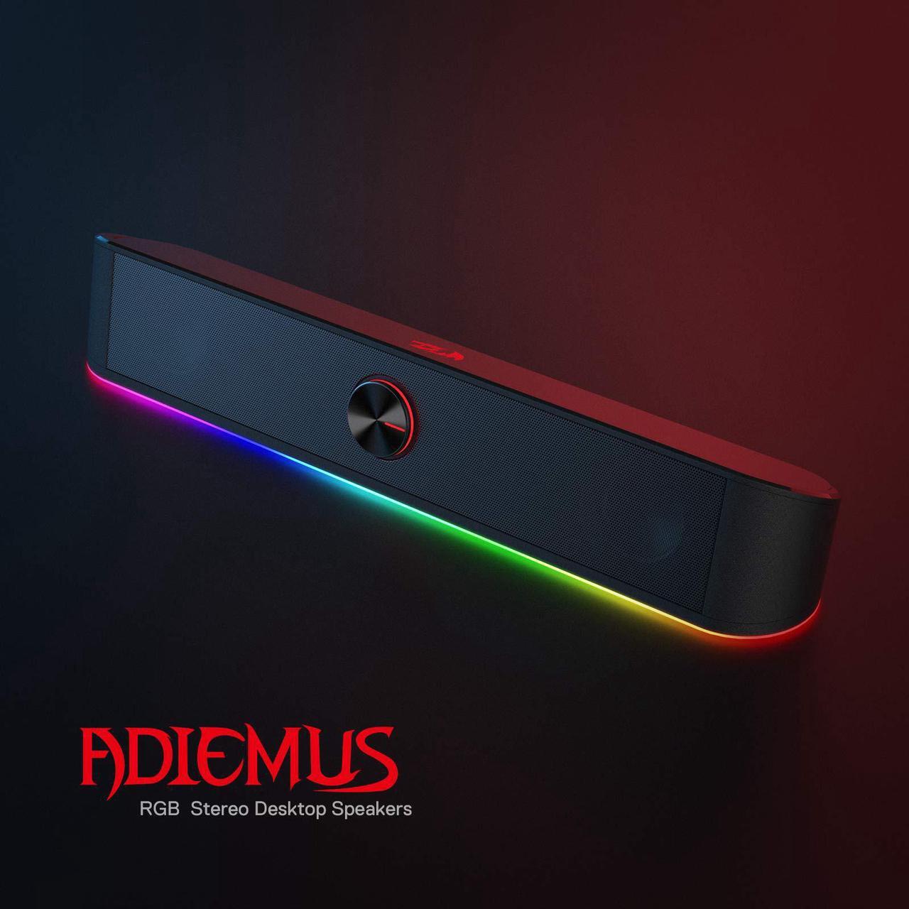 Alt view image 2 of 7 - Redragon GS560 Adiemus RGB Desktop Soundbar, 2.0 Channel Computer Speaker with Dynamic Lighting Bar Audio-Light Sync/Display, Touch-Control Backlit with Volume Knob, USB Powered w/ 3.5mm Cable