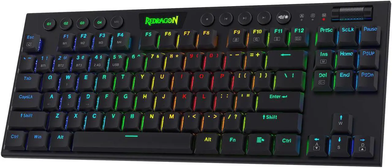 Main image of Redragon K621 Horus TKL Wireless RGB Mechanical Keyboard, 5.0 BT/2.4 Ghz/Wired Three Modes 80% Ultra-Thin Low Profile Bluetooth Keyboard w/Dedicated Media Control & Linear Red Switches, Black