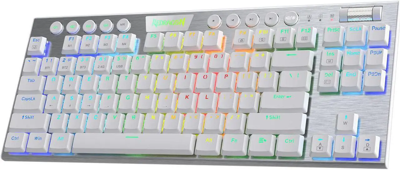 Main image of Redragon K621 Horus TKL Wireless RGB Mechanical Keyboard, 5.0 BT/2.4 Ghz/Wired Three Modes 80% Ultra-Thin Low Profile Bluetooth Keyboard w/Dedicated Media Control & Linear Red Switches, White