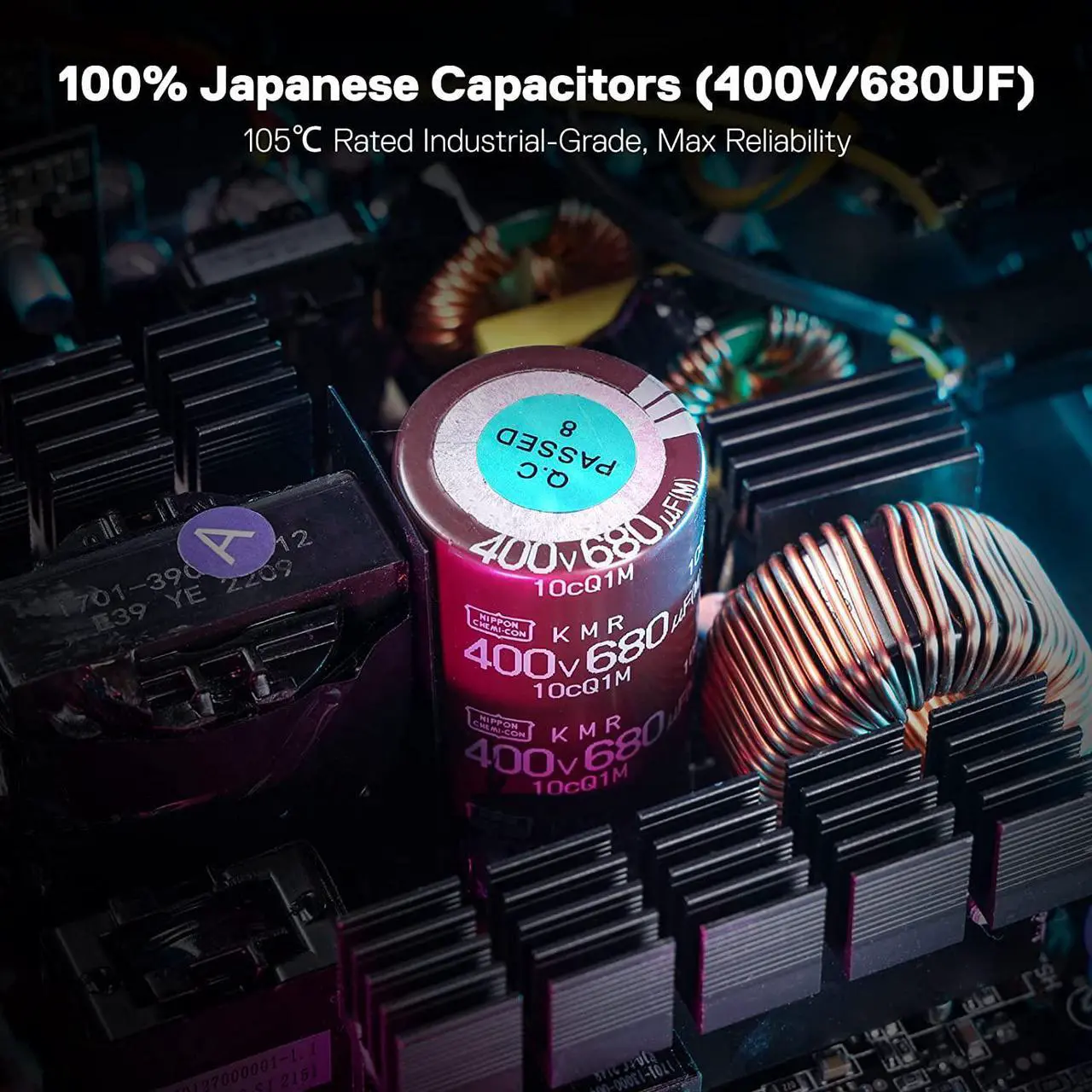 Alt view image 4 of 7 - Redragon PSU007 80+ Gold 850 Watt ATX Fully Modular Power Supply w/ 80 Plus Gold Certified, Compact 160mm Size and Low Noise RGB Fan 0 RPM, 100% Japanese Capacitors, Full Mod Cables